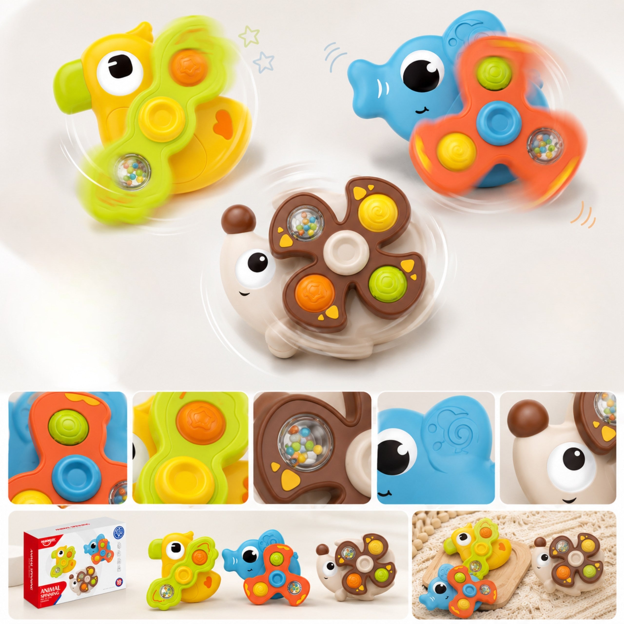 Woopie Baby Sensory Spinners Sugkoppar Djur 3 st.