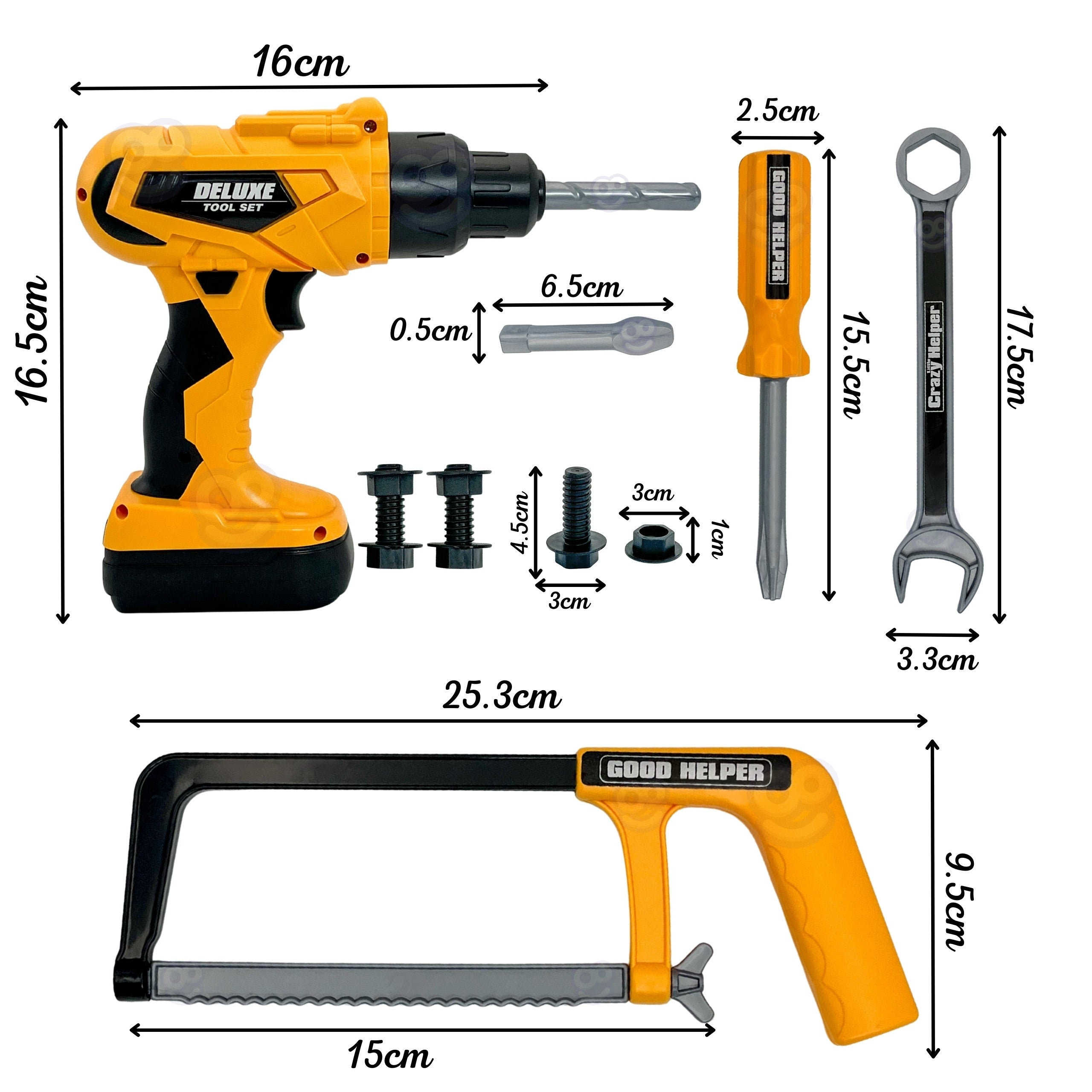 Woopie Little Handyman Tool Set Goggles Screwdriver Tool Belt 16 Pcs.