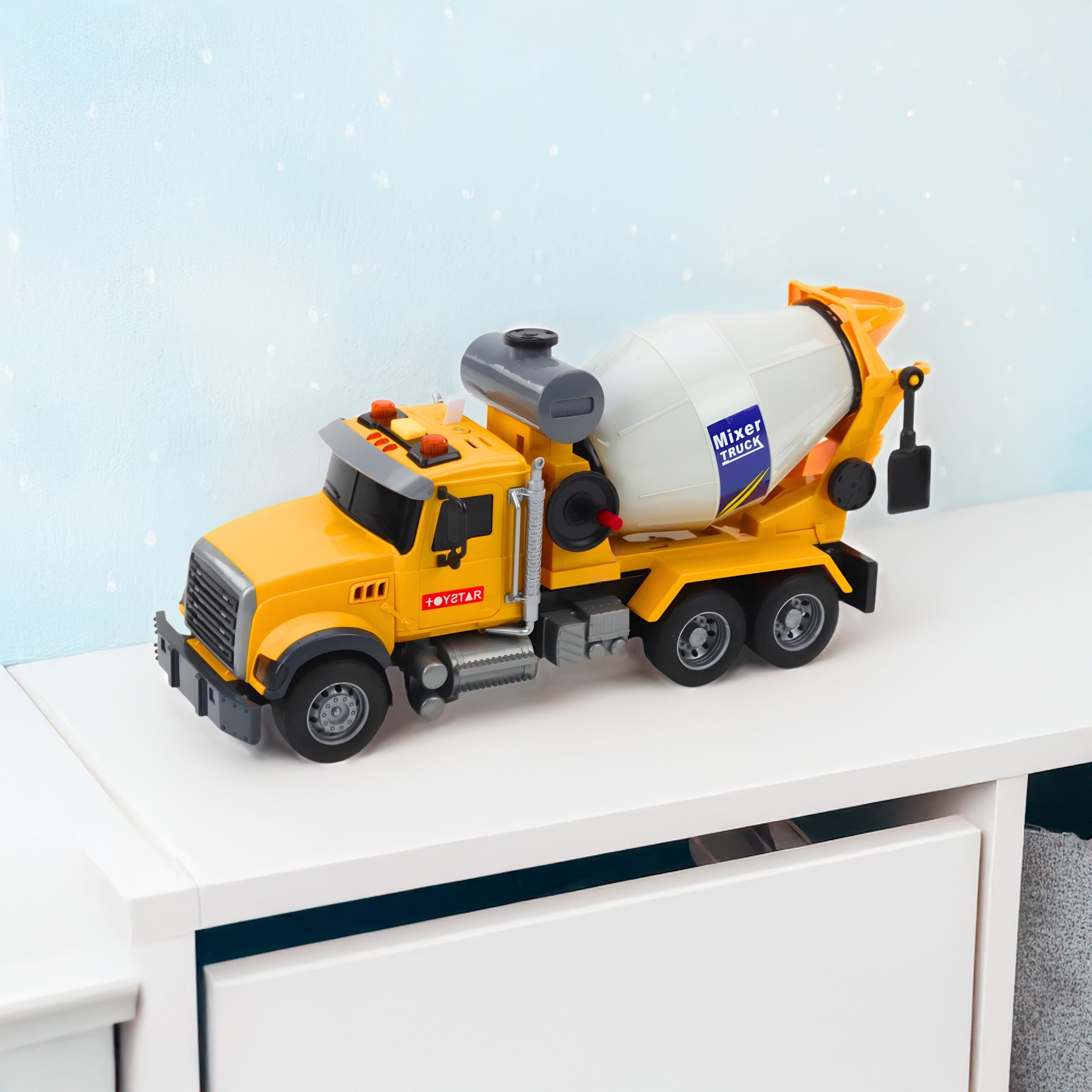 Woopie Cement Mixer Truck Rotating Drum Lights Sounds Yellow