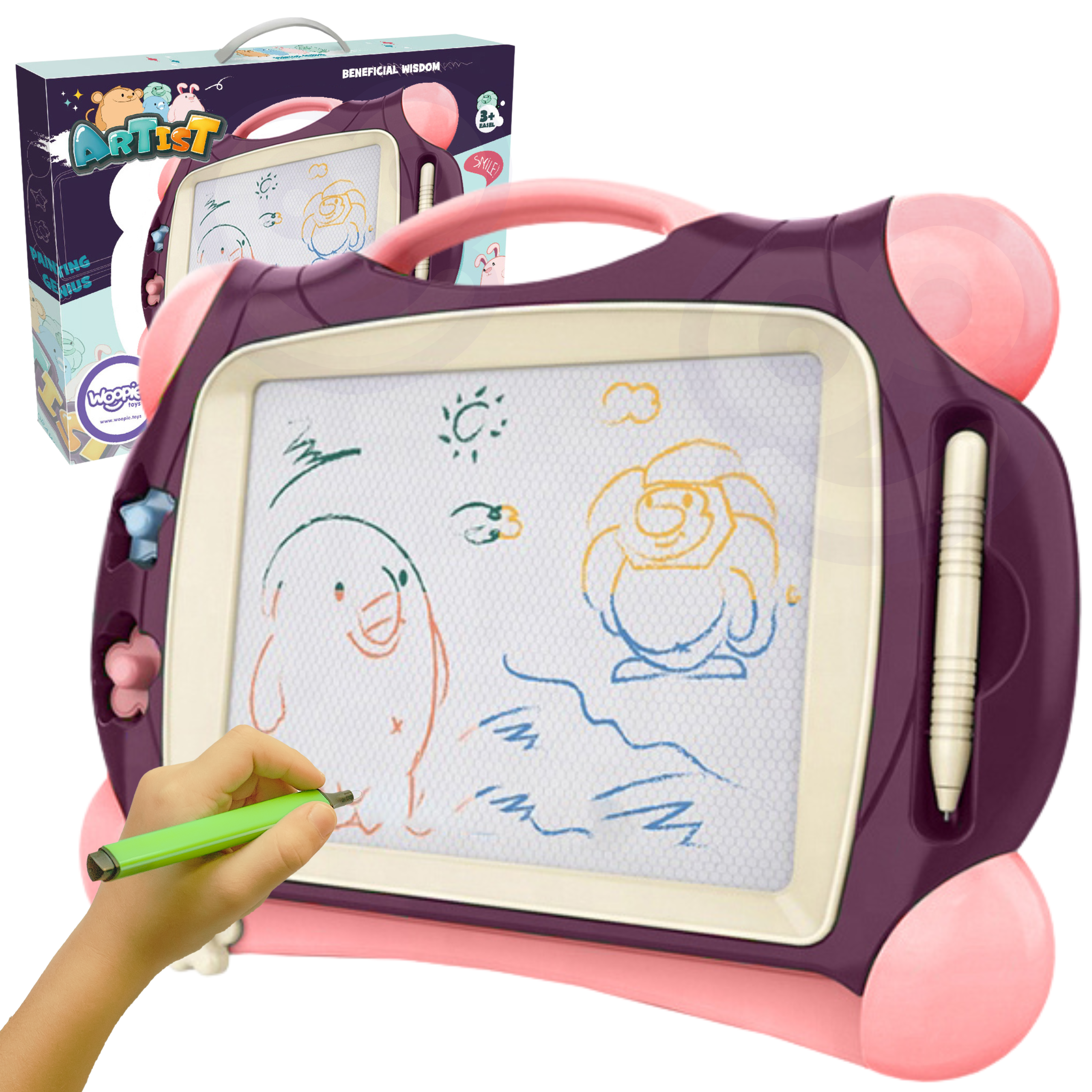 Woopie Magnetic Color Marker Board + 2 Purple Stamps