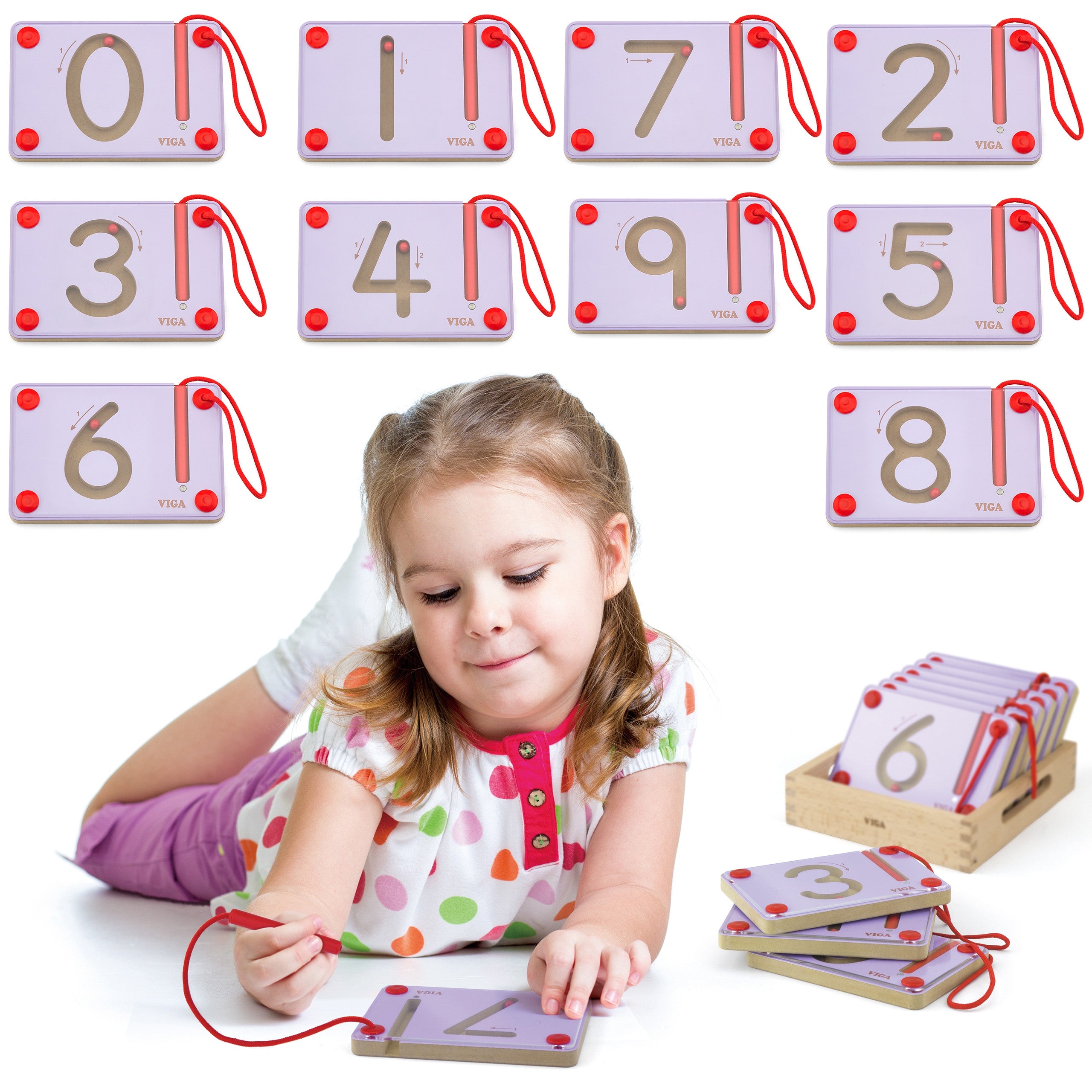 Tablice magnetyczne Viga do nauki pisania liczb Certyfikat Fsc Montessori