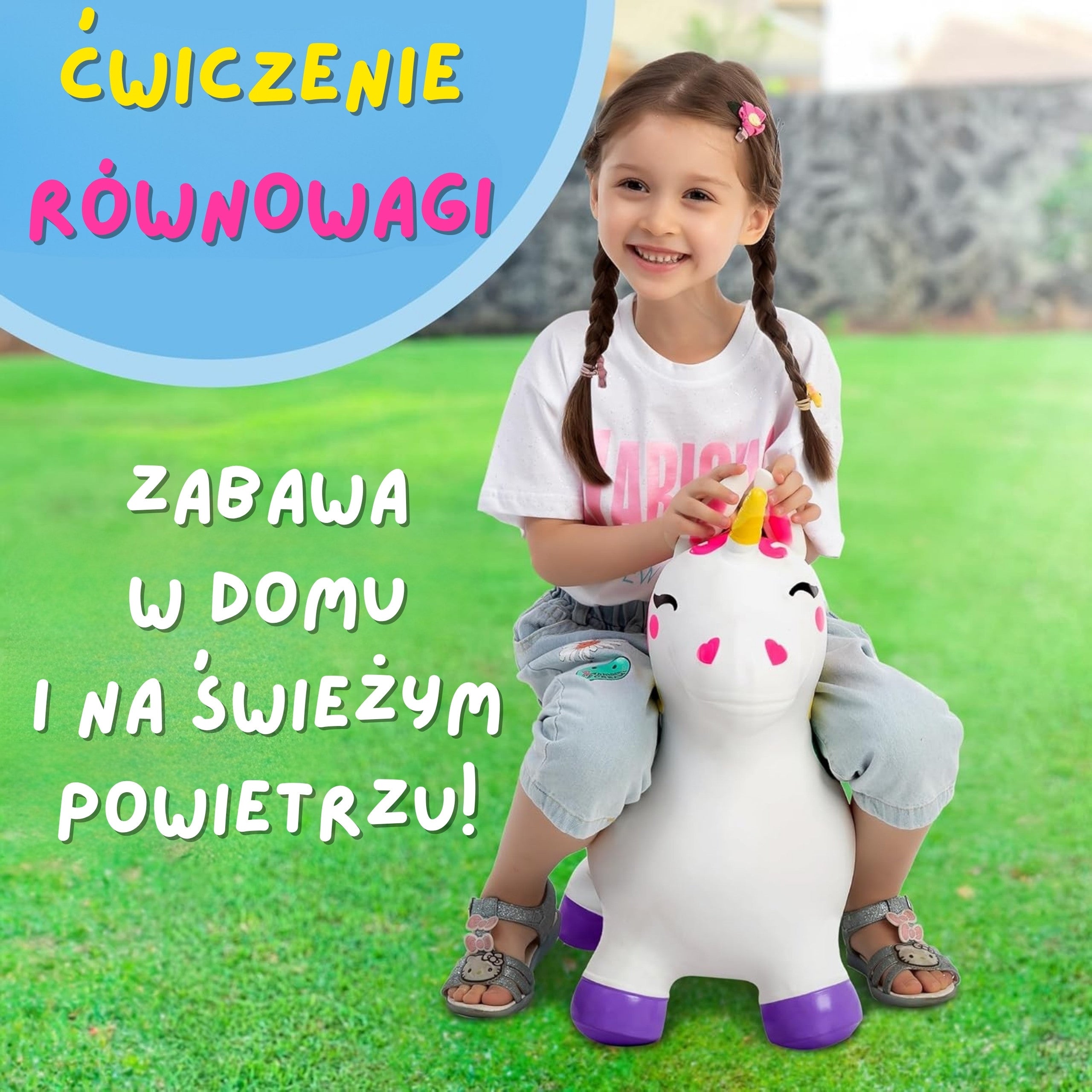Woopie gummibygel för hoppning Unicorn White + Pump