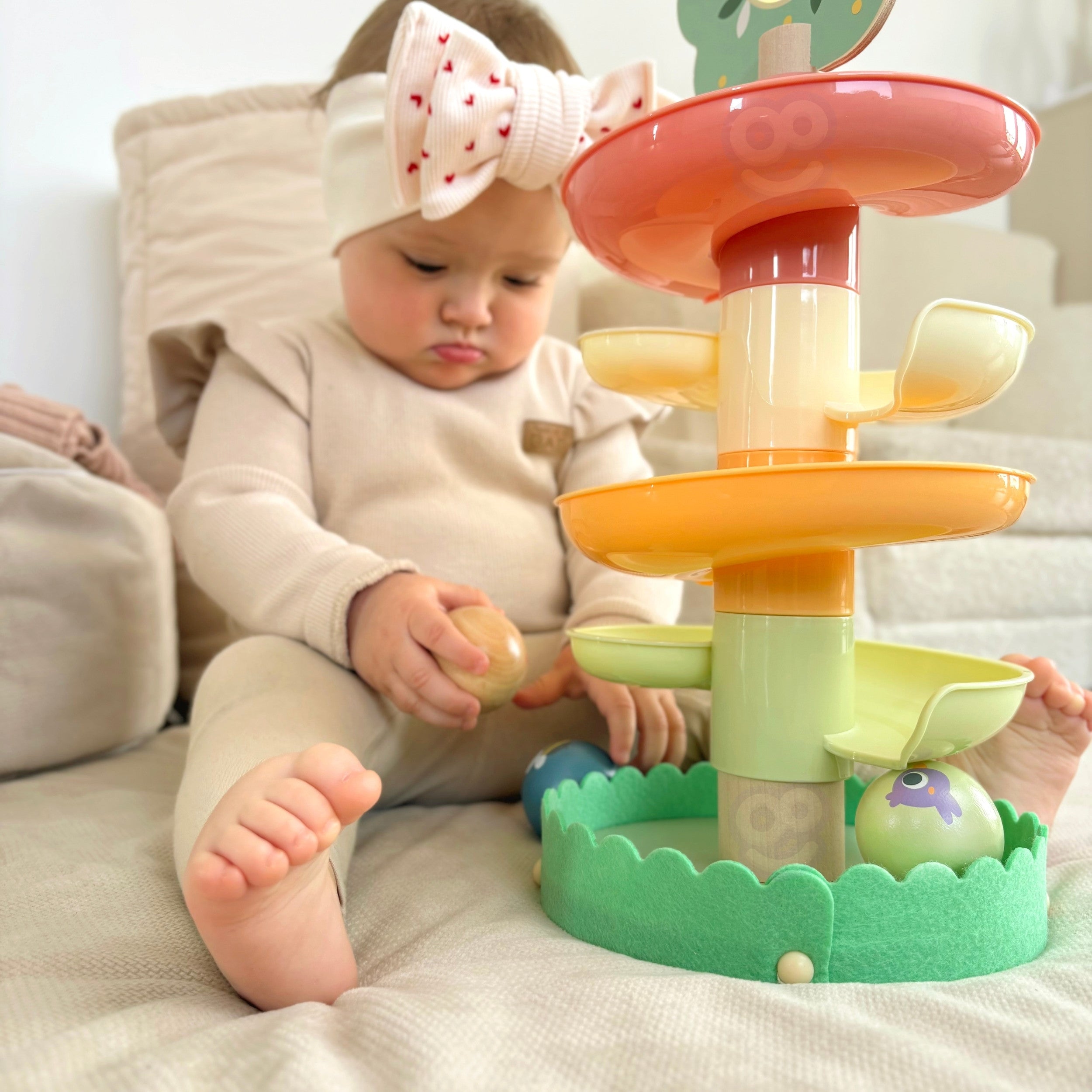 Woopie Green Wooden Ball Track Sensory Educational 6 Pcs.