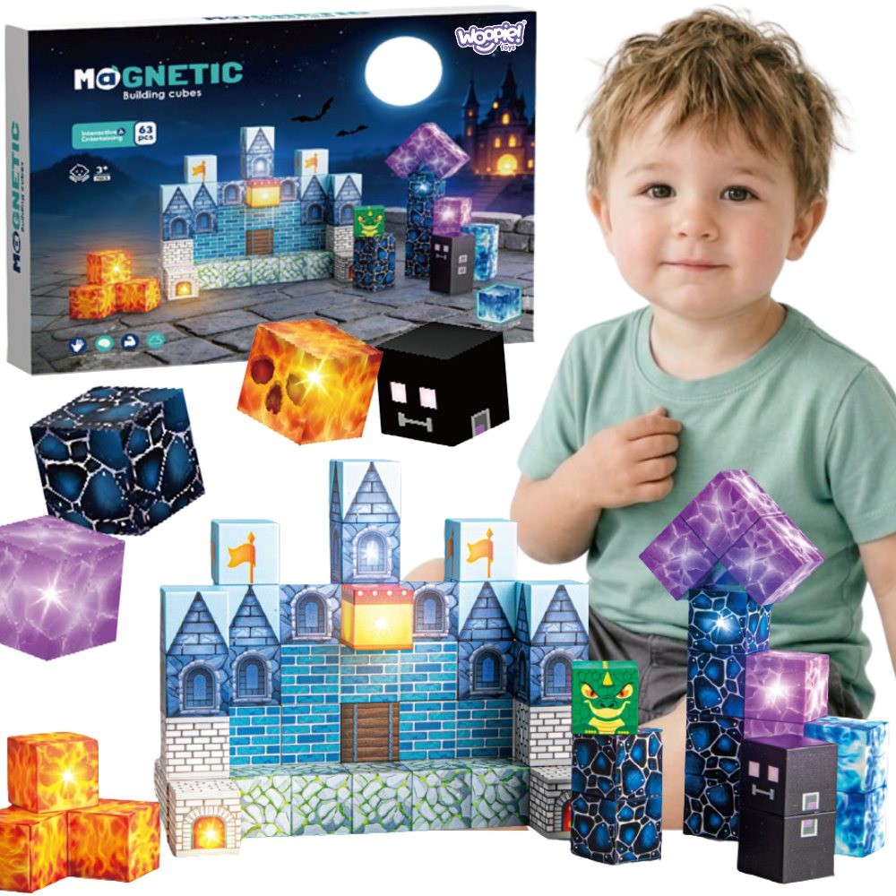 Woopie Magnetic Building Blocks Pixel Castle 64 Pcs.