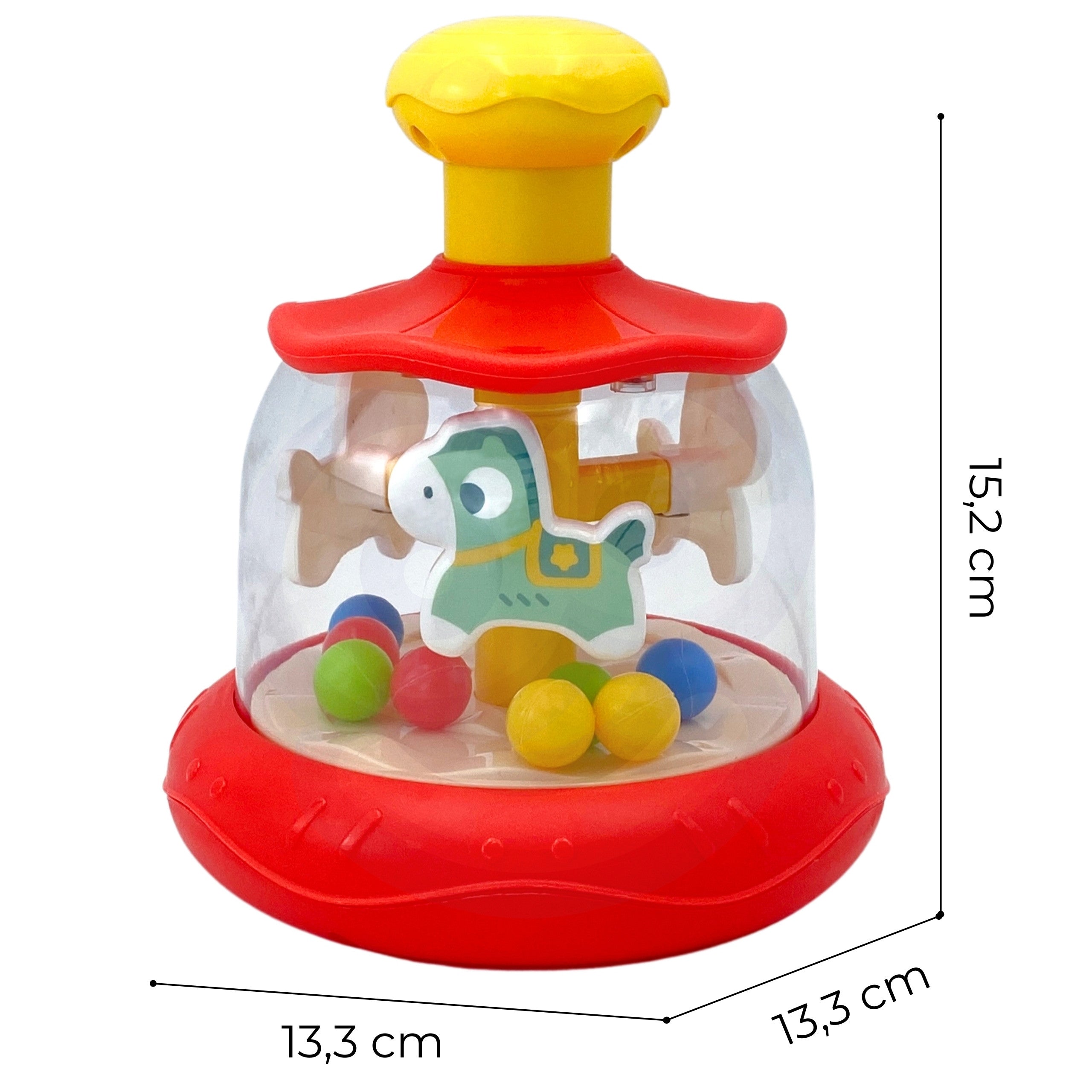 Woopie Baby Colorful Horses Red Spinning Top Carousel