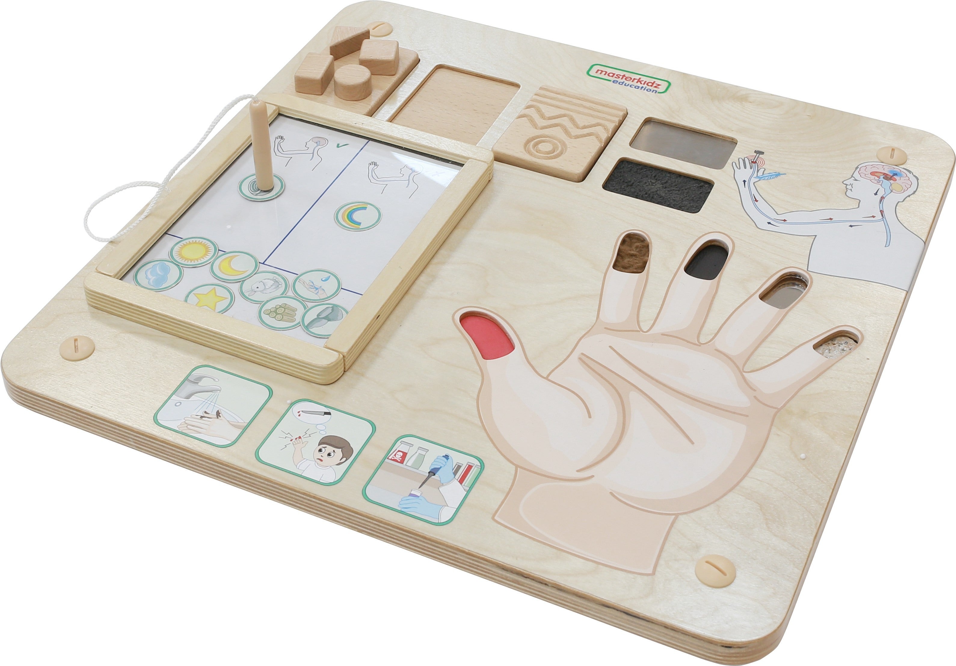 Masterkidz Train Board Set 5 en 1 planche sensorielle apprentissage moteur sens et émotions