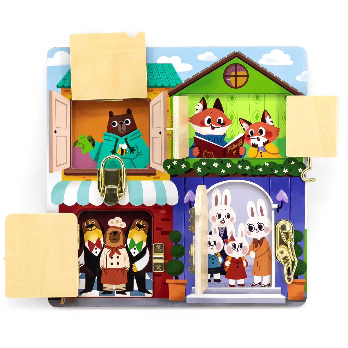 Viga Wooden Manipulative Board For Opening Locks And Latches Montessori House