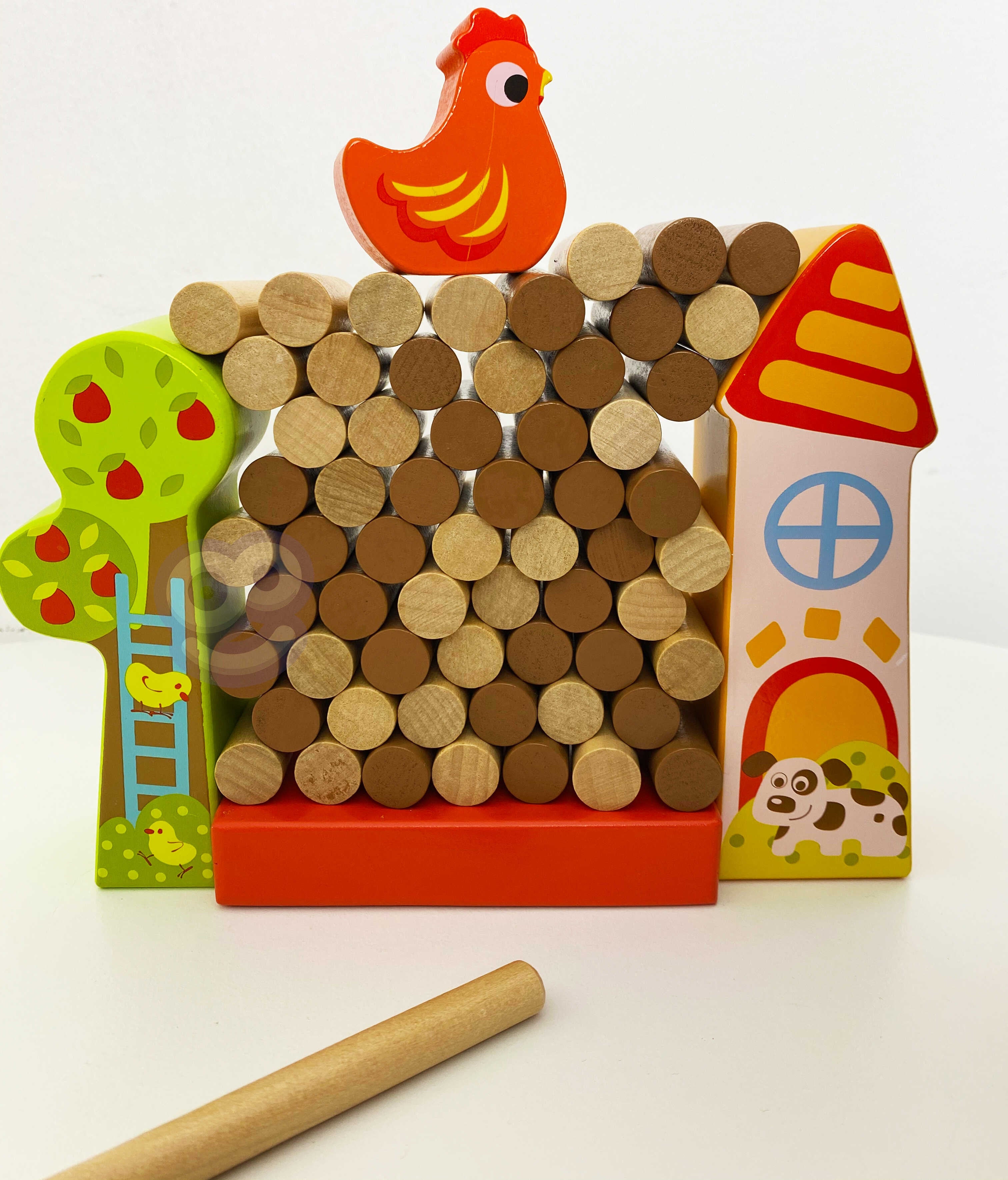 Tooky Toy Arcade Spil Falling Hen Wooden Farm
