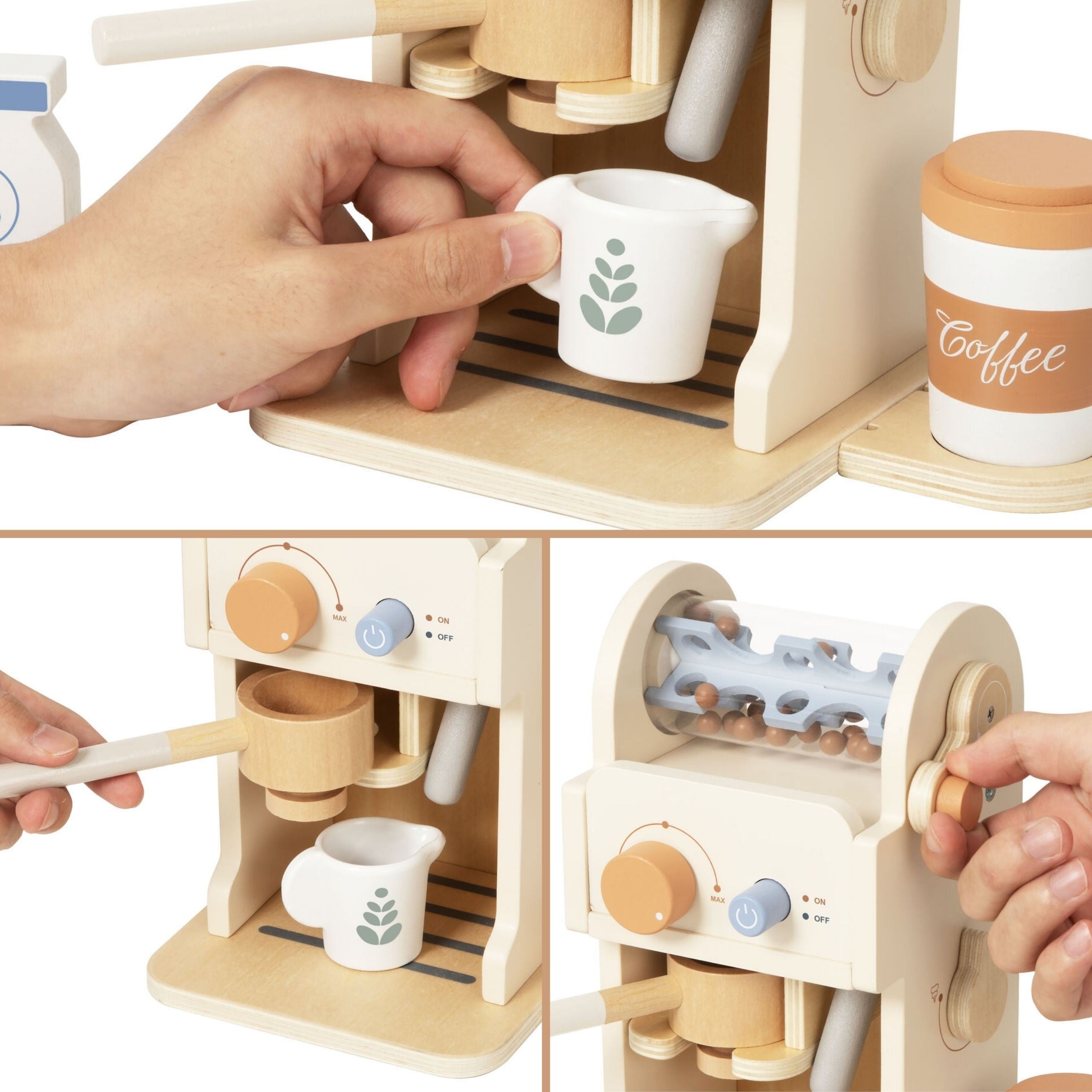 Tooky Toy Wooden Coffee Set - Barista Espresso Machine