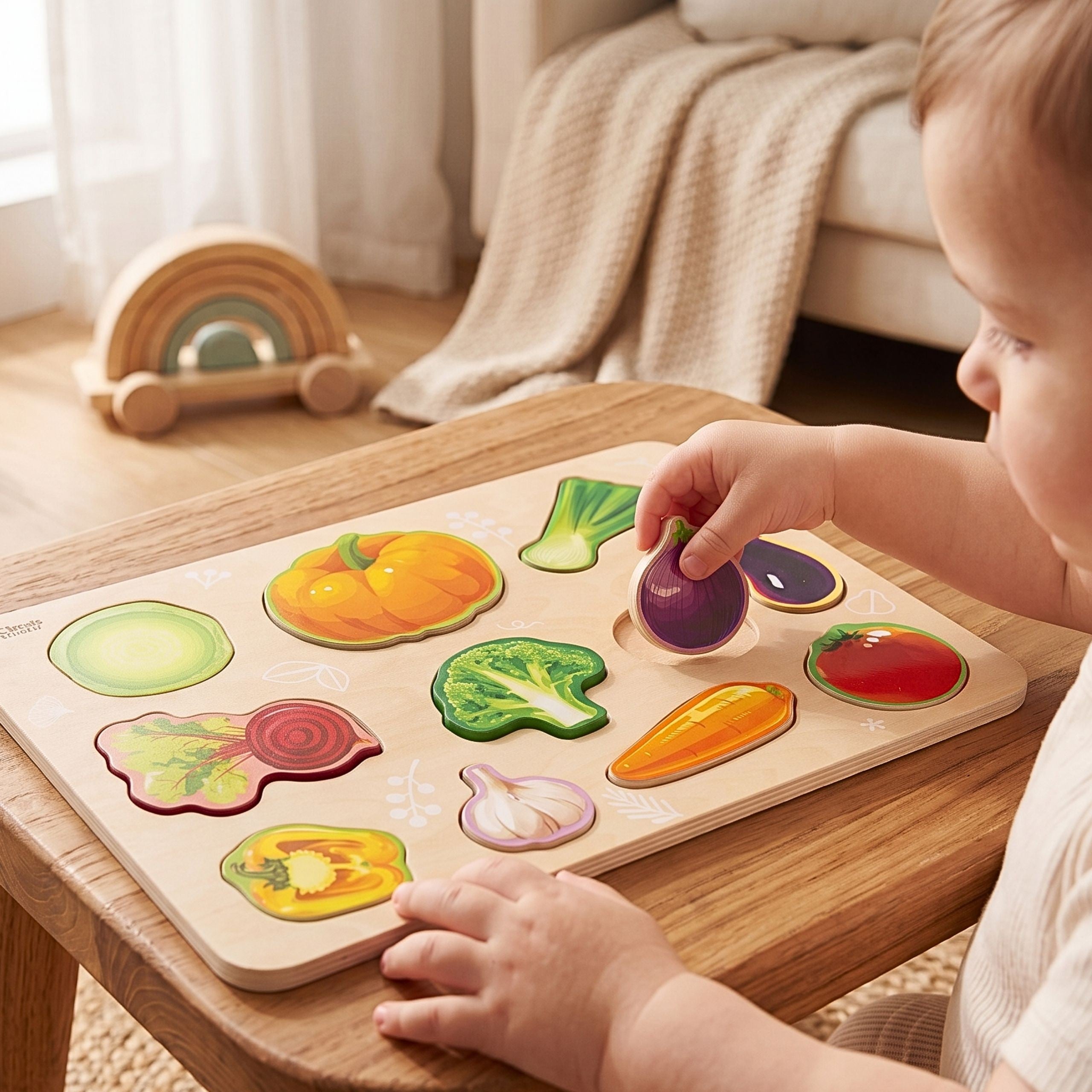 Classic World Wooden Montessori Vegetable Puzzle