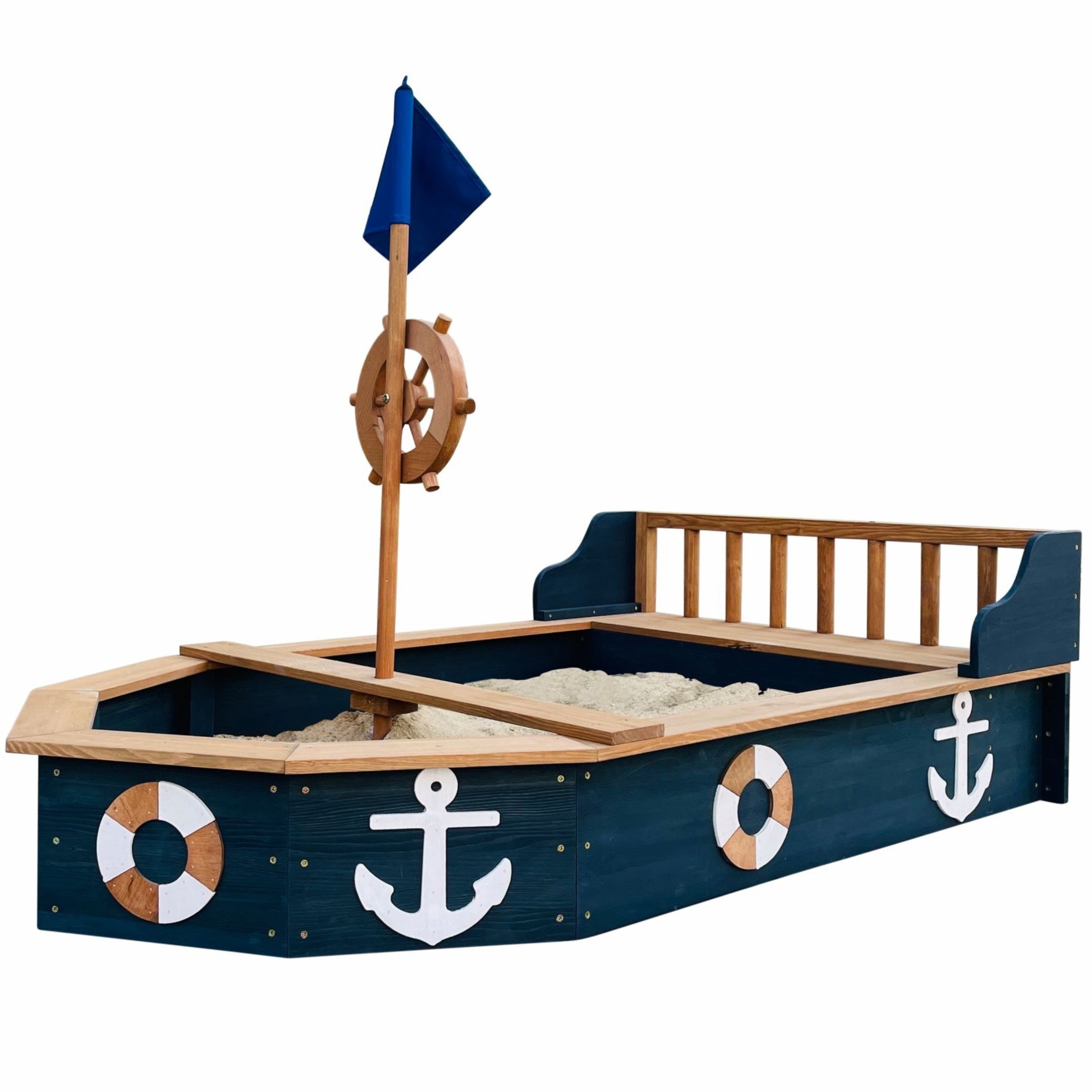 Axi Wooden Sandbox Doris Pirate Ship With Storage + Cover 153 Cm
