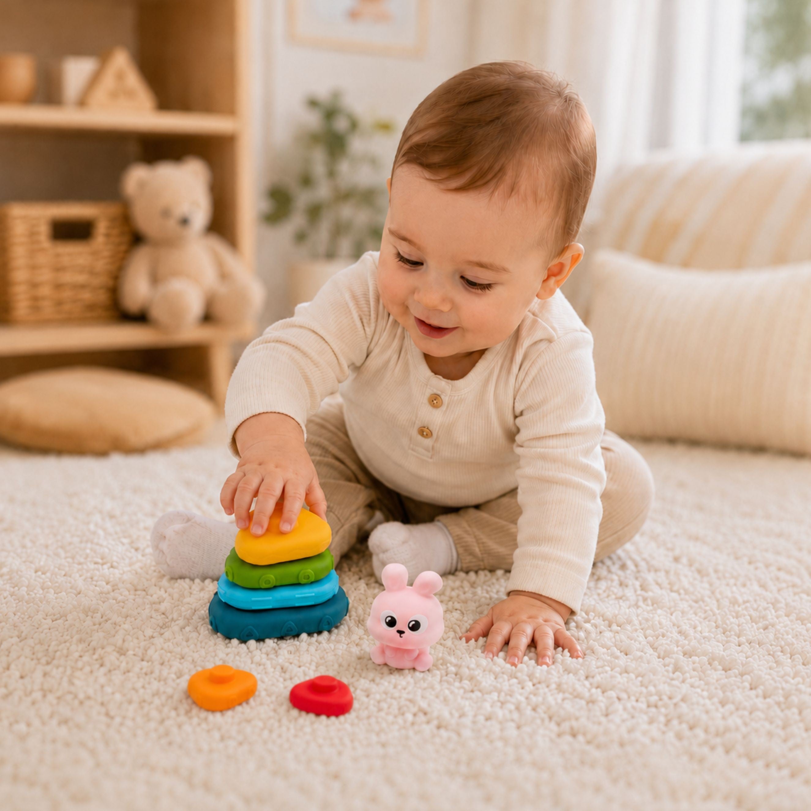 Woopie Baby Sensory Pyramid Bunny Sorter Tower 6m+