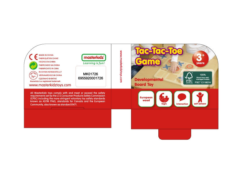 Masterkidz Tic-tac-toe fából készült játék gyerekeknek logikai puzzle