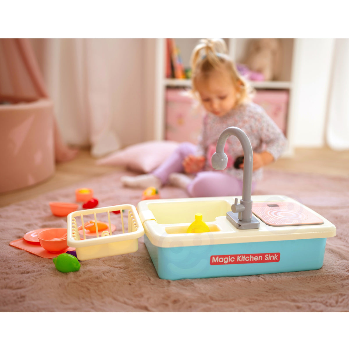 Lavello da cucina 2 in 1 Woopie con rubinetto blu