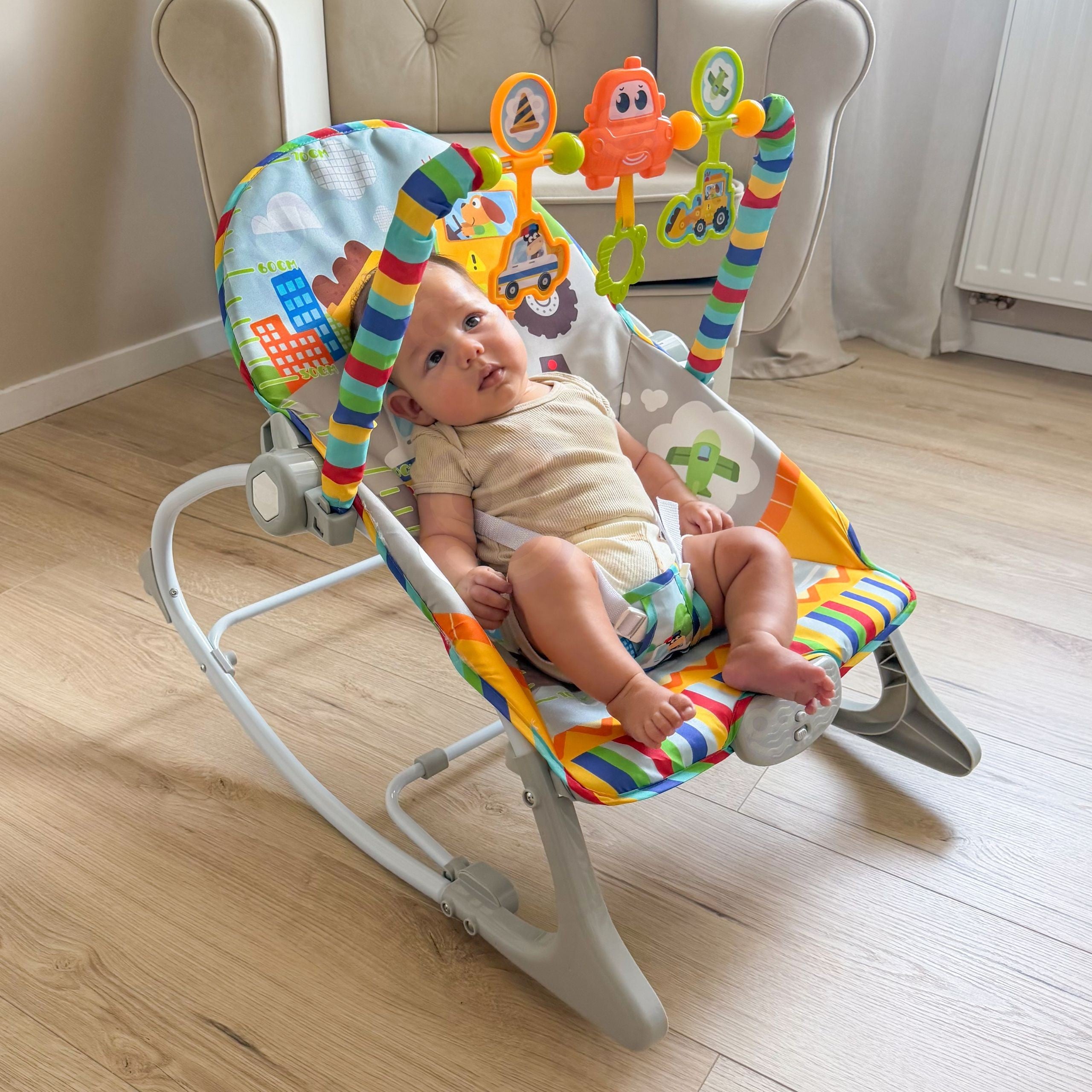 Woopy Baby Interactive Bouncer With Vibration And Arch Multicolor