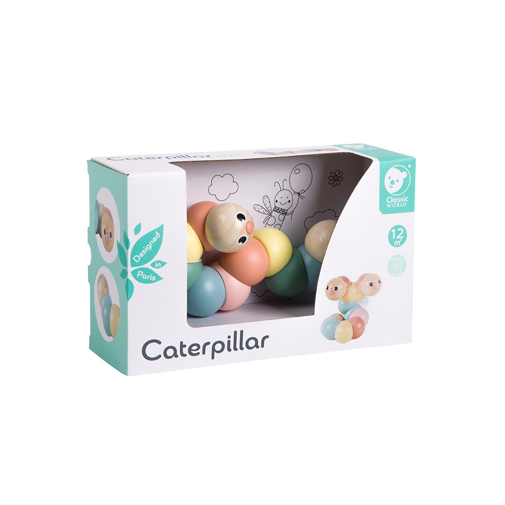 Classic World Wooden Caterpillar Colorful For Bending And Twisting