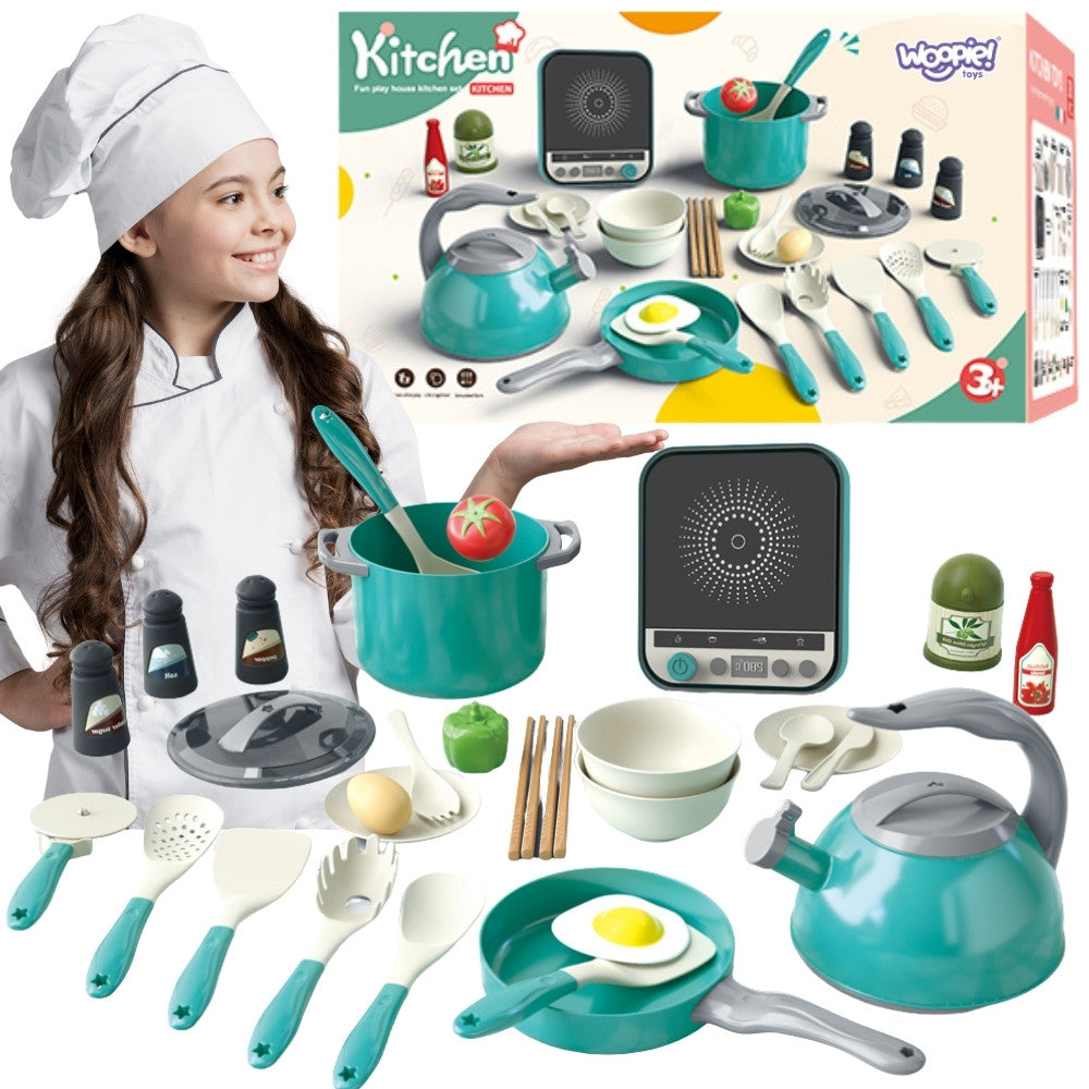 Woopie Little Chef's Set Индукционни тенджери Тиган Чайник Зелен 30 бр.