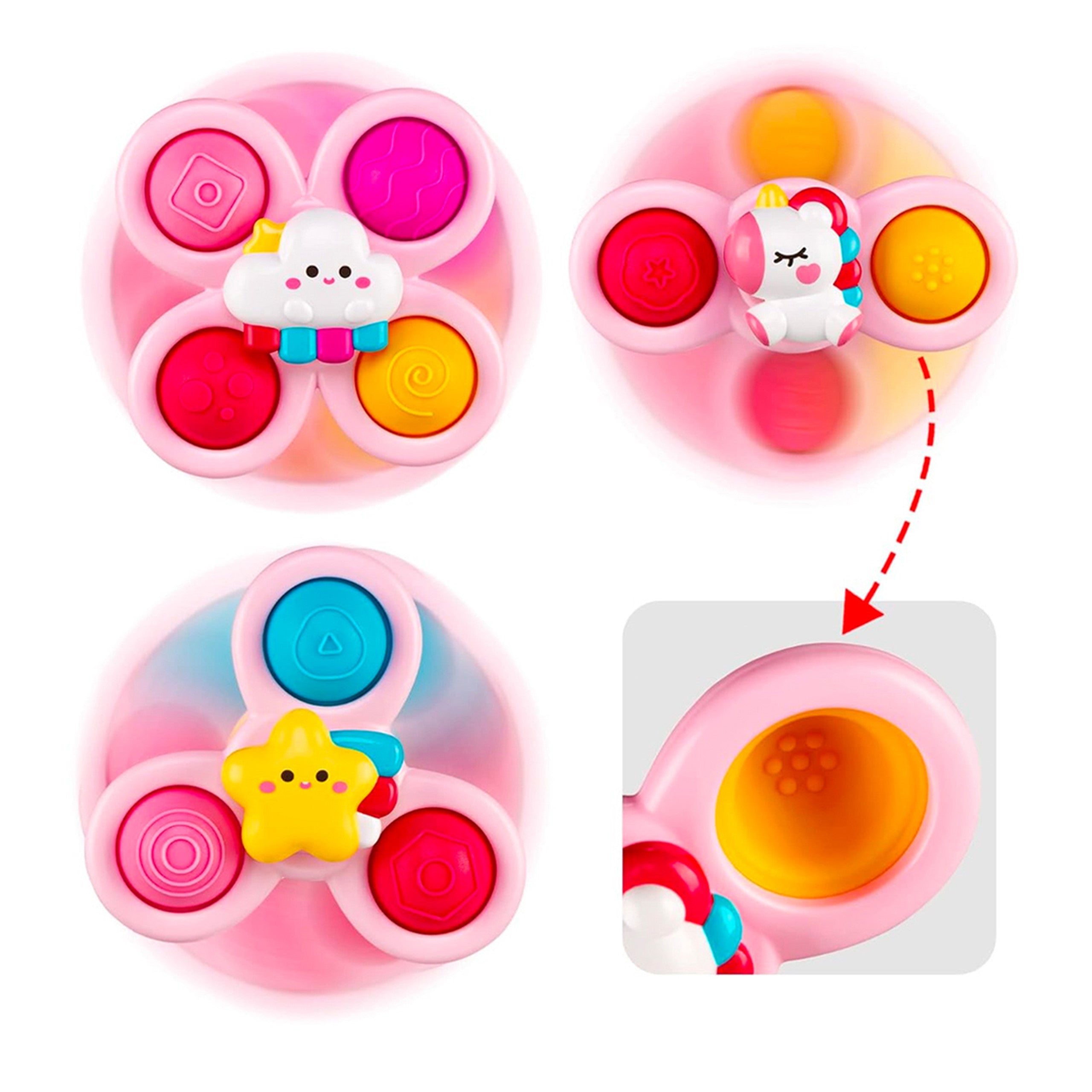 Woopie Baby Space Spinner Pop-it Sensory Toy Interchangeable 3 Pcs Pink.