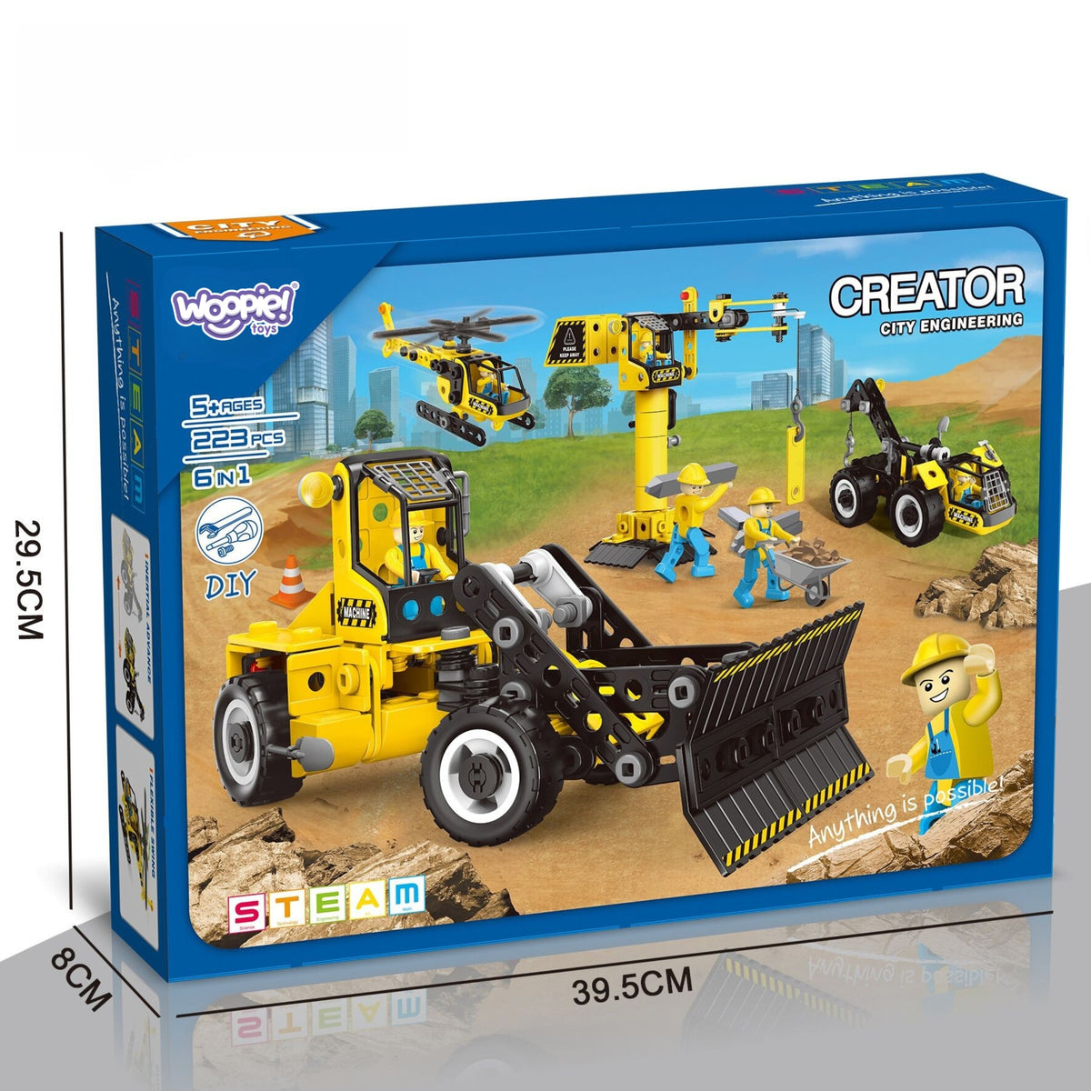 Woopie Building Blocks bauen Baufahrzeuge und 8 Dampfmodelle