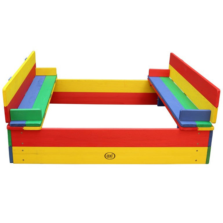 Axi Ella Rainbow Wooden Sandbox With Cover And Benches