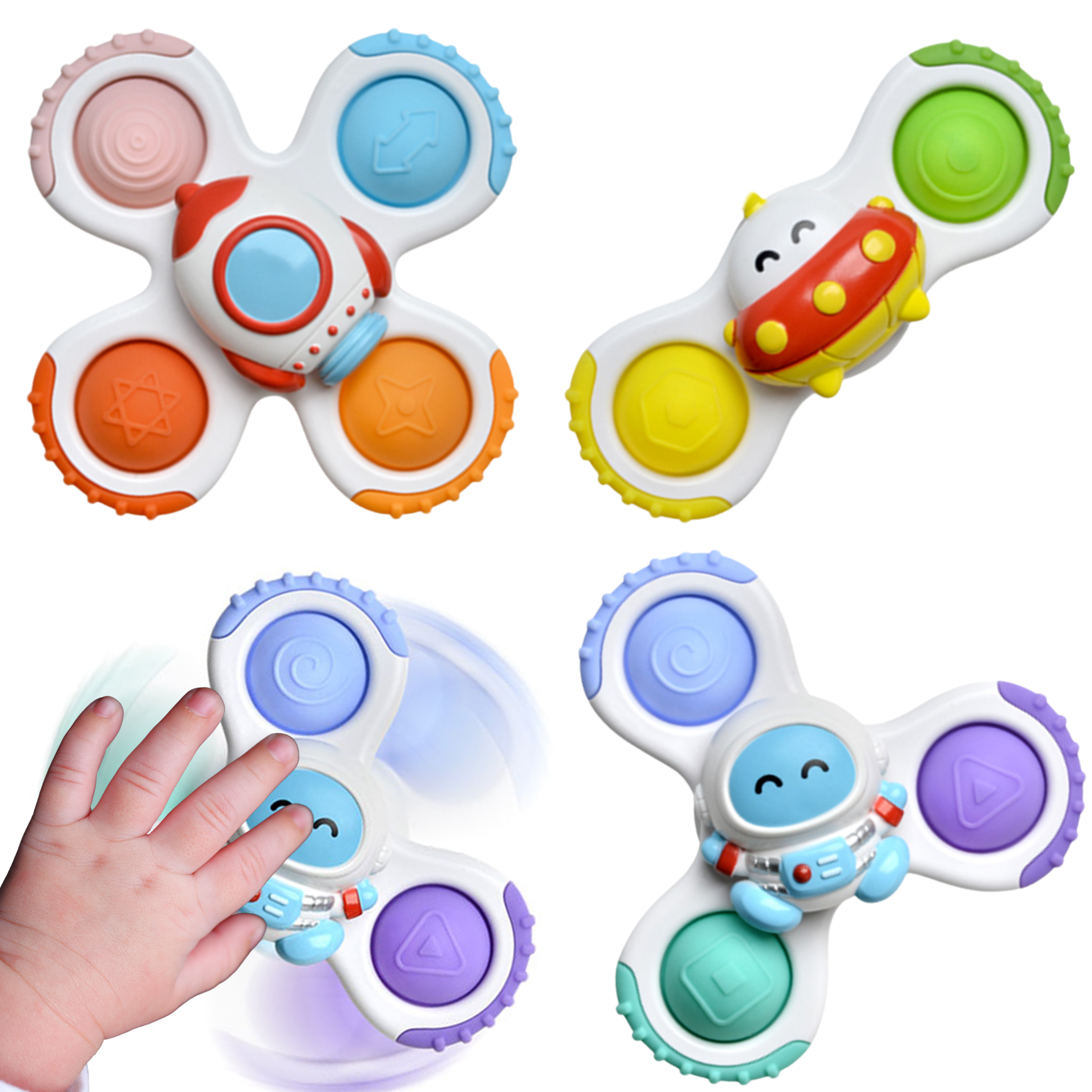Woopie Baby Spinner Smyslová hračka Rocket Alien Ufo 3 ks.