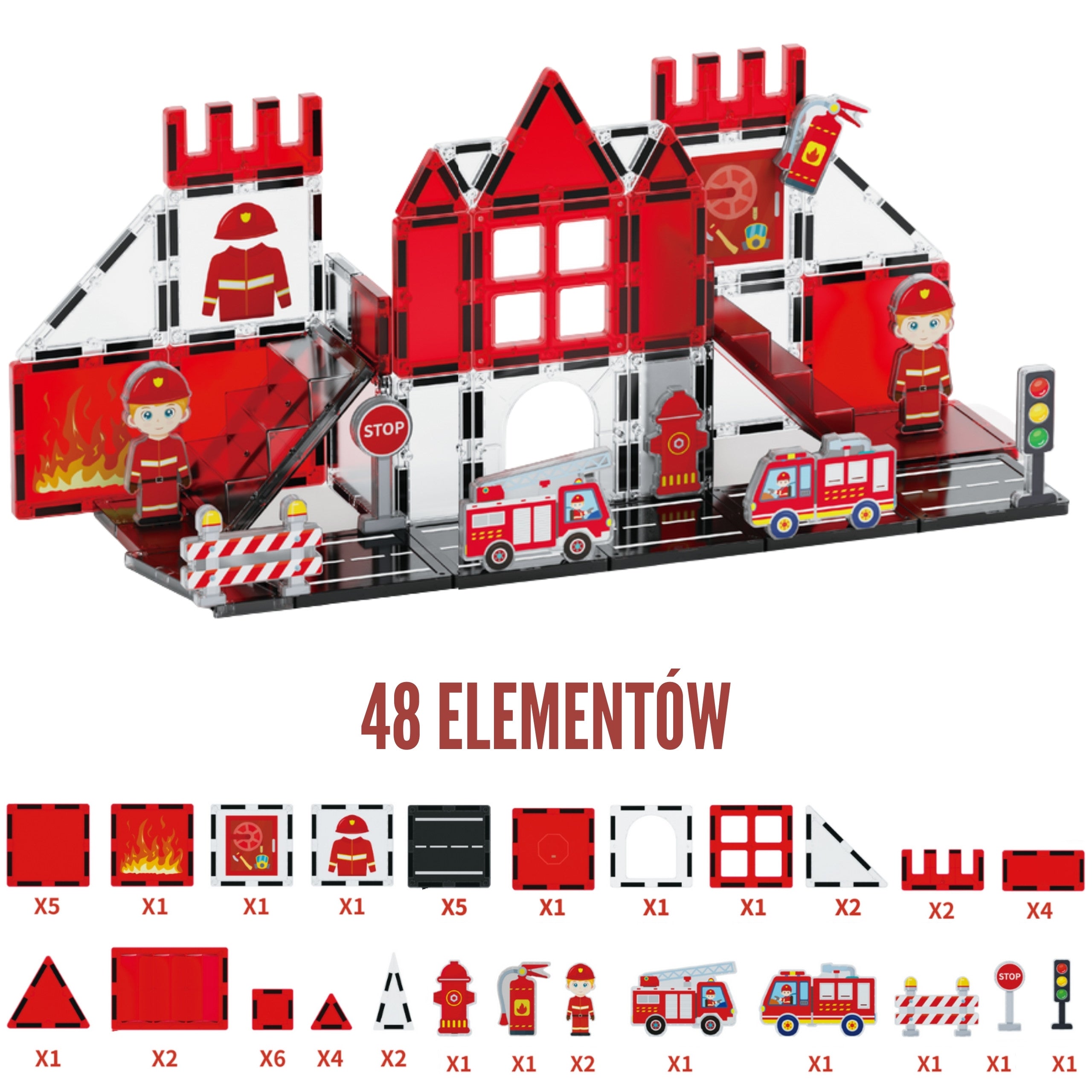 Woopie Blocs Magnétiques 3d Fire Department Set 48 Pcs.