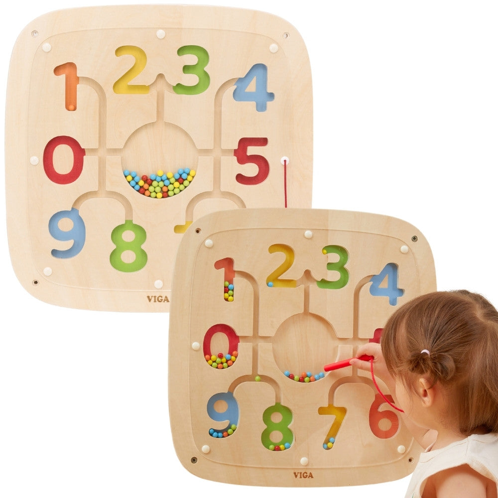 Tableau sensoriel manipulateur en bois Viga, apprentissage, comptage, trieur
