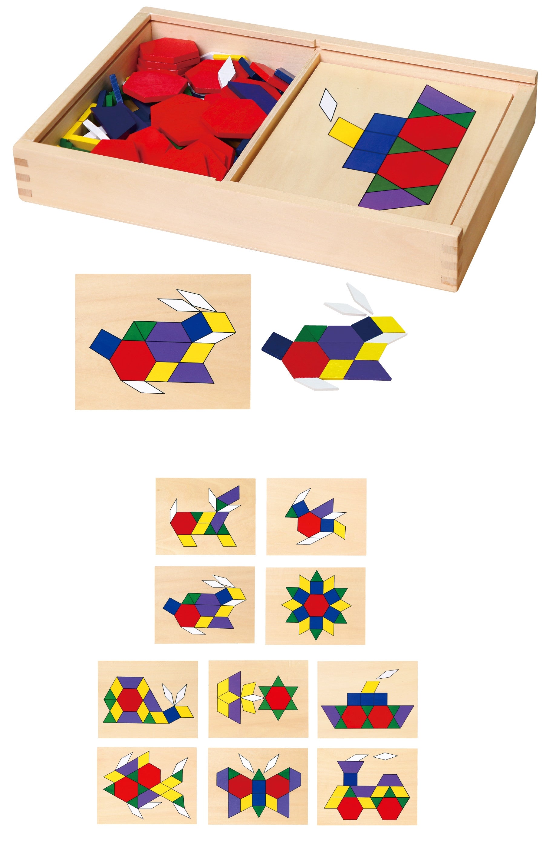 Viga Wooden Geometric Mosaic Dienes Blocks Montessori Logical Puzzle 148 Pieces