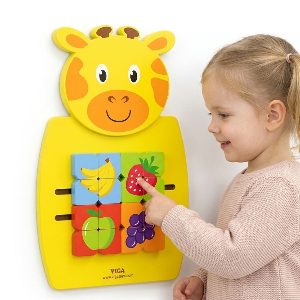 Tablica manipulacyjna drewniana żyrafa Viga z certyfikatem Fsc Montessori