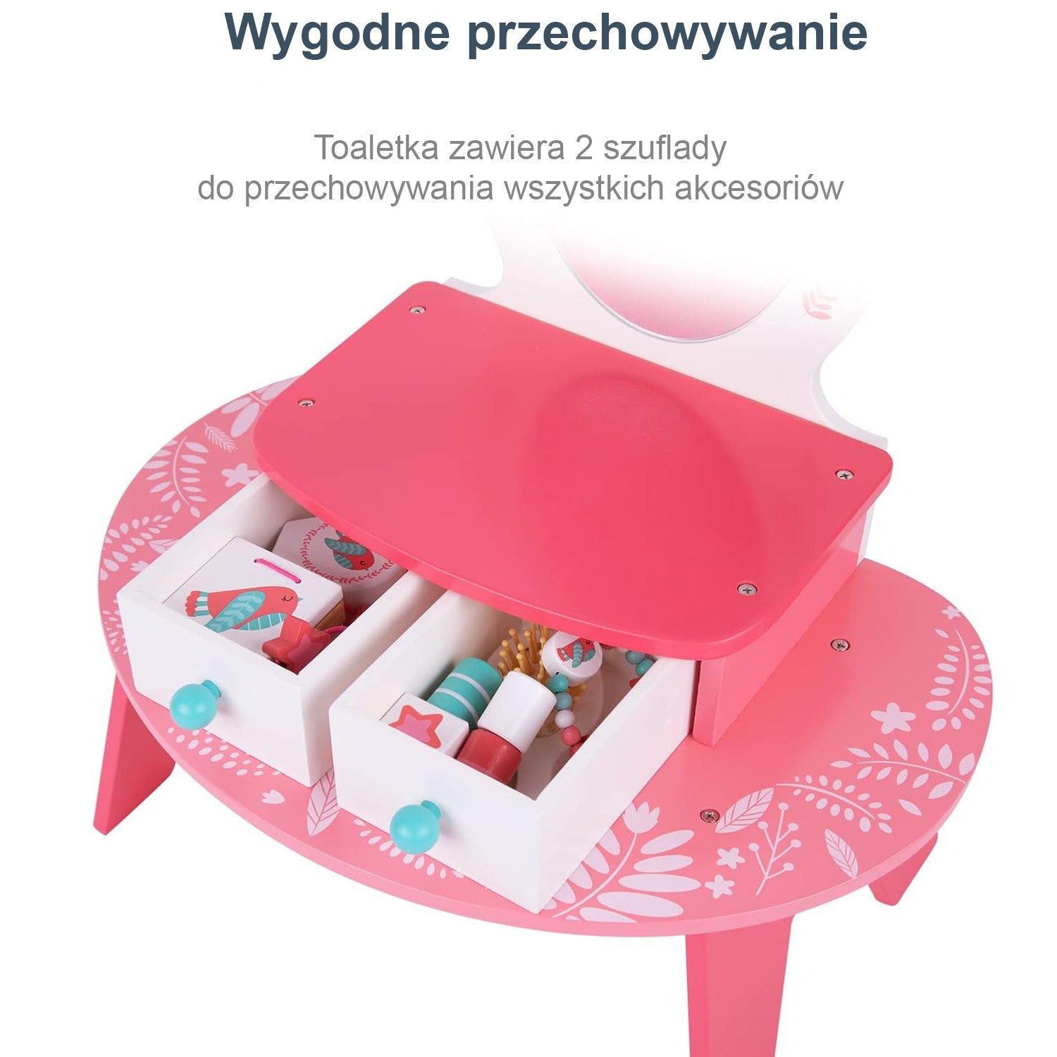 Tábla Feistis Makeup Adhmaid Tooky Toy Toy Pink Le Scáthán