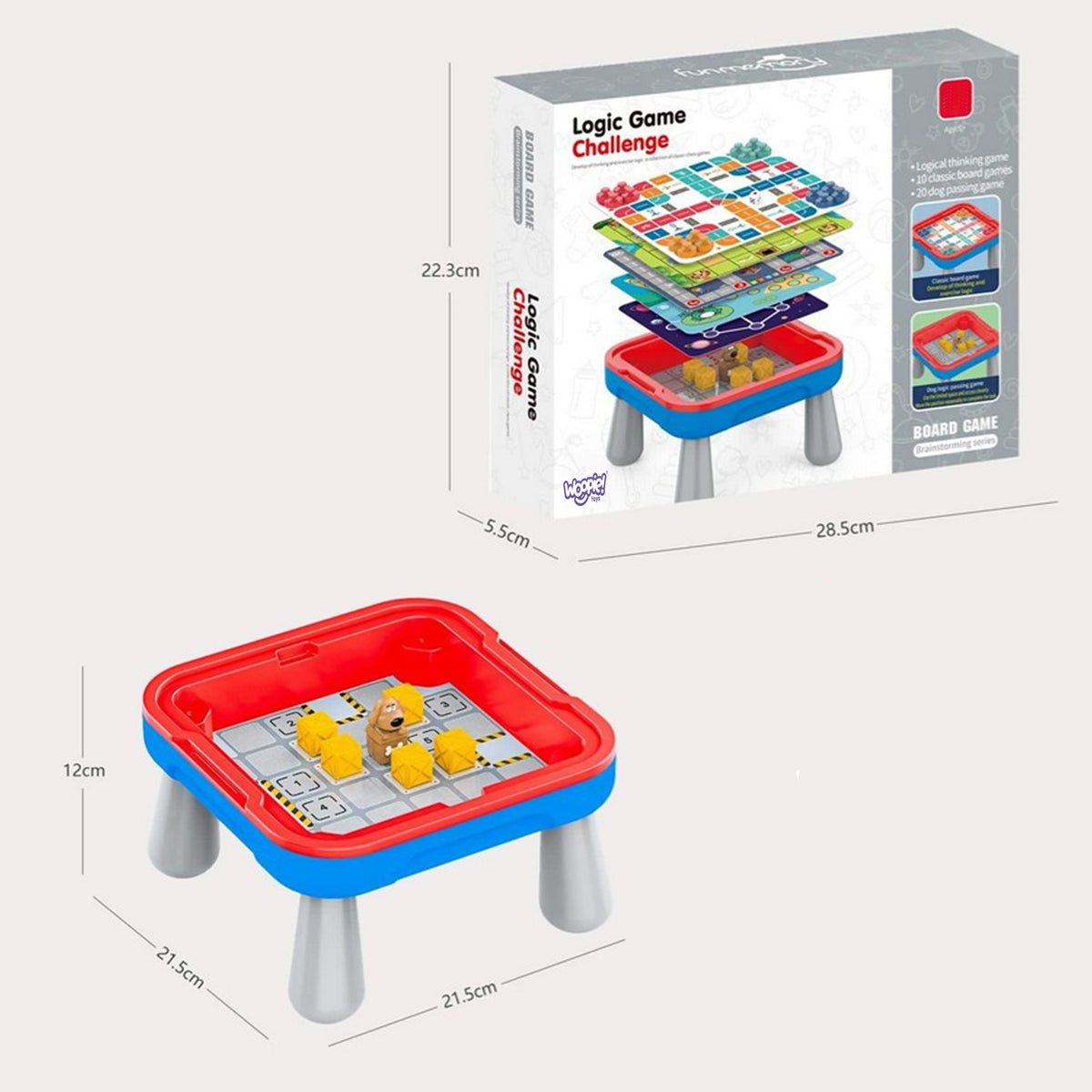Woopie Logic Brädspelsbord 65 bitar 10-i-1 set