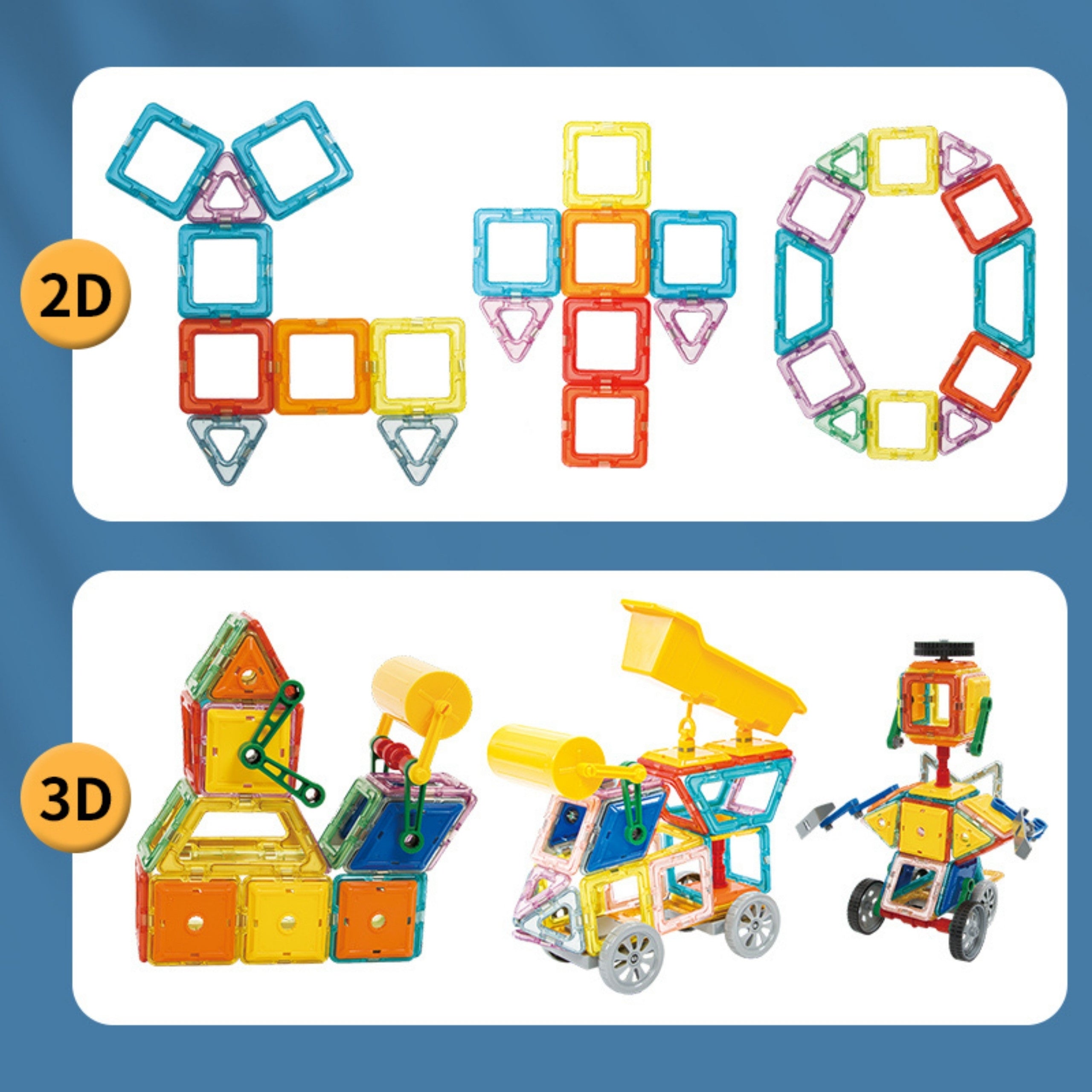 Woopie mágneses blokkok színes 3d járművek gőzkészlet 80db.