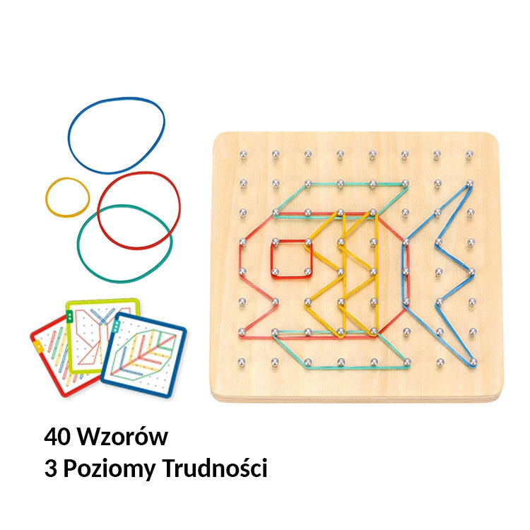 Woopie Green Geoplan With Rubber Bands Wooden Puzzle 69 Pieces Fsc Certified