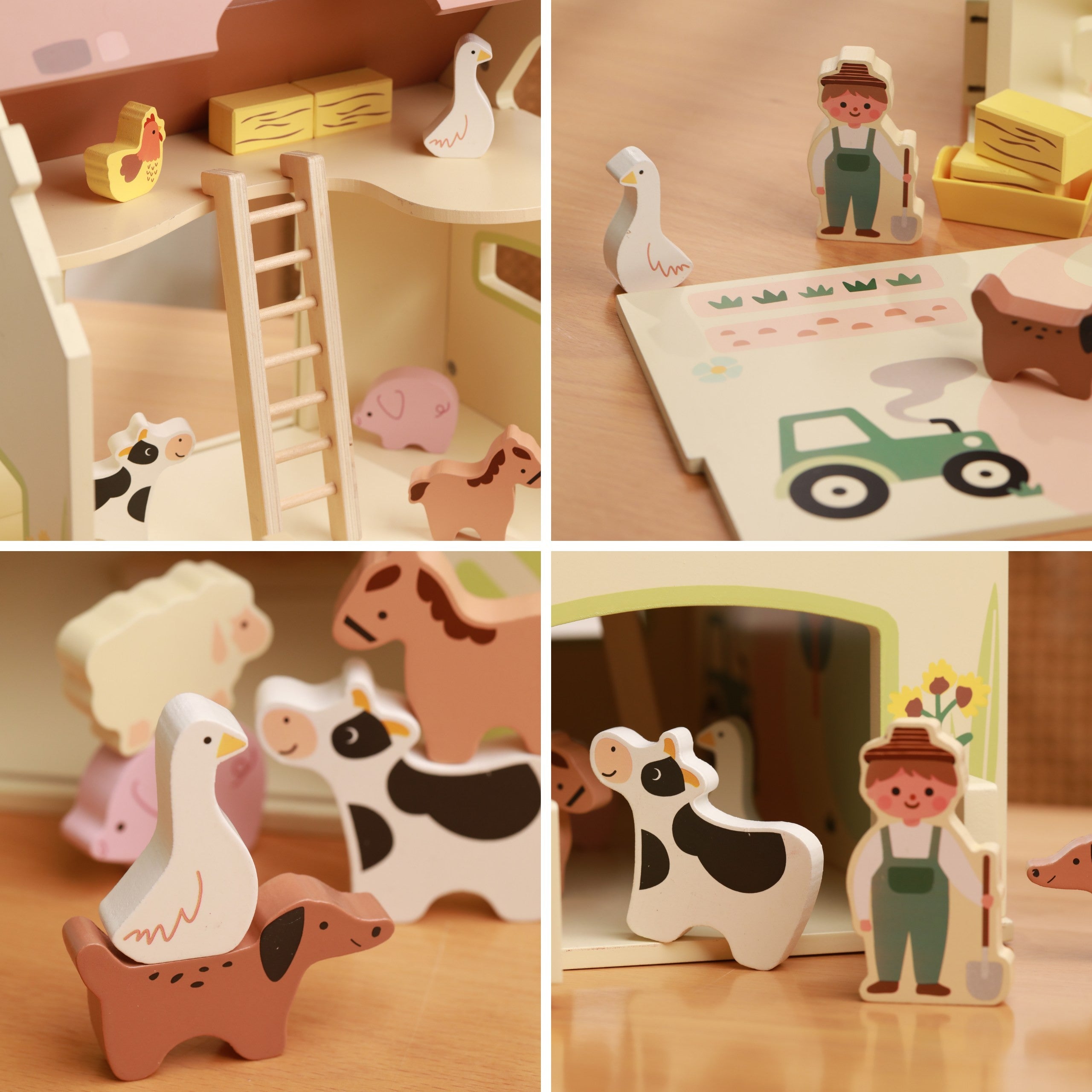 Classic World Wooden Farm House Vintage Figure Set 17 Pcs.