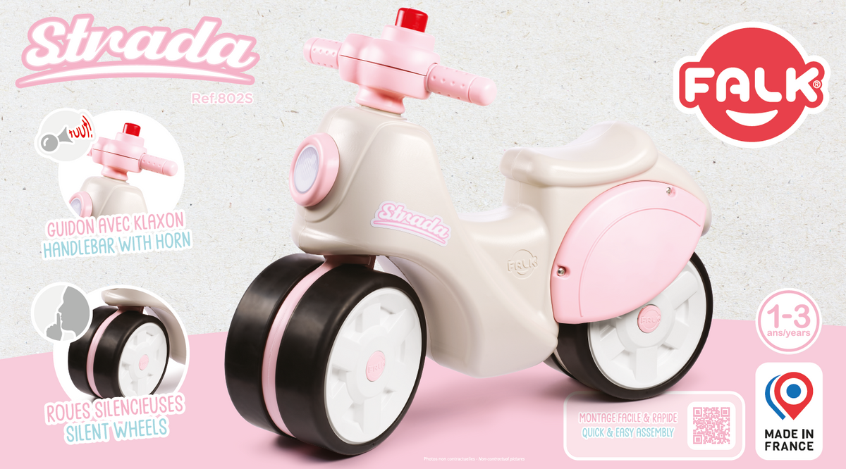 Falk Scooter Strada Porteur Rétro Pour Filles Pneus Silencieux À Partir De 1 An