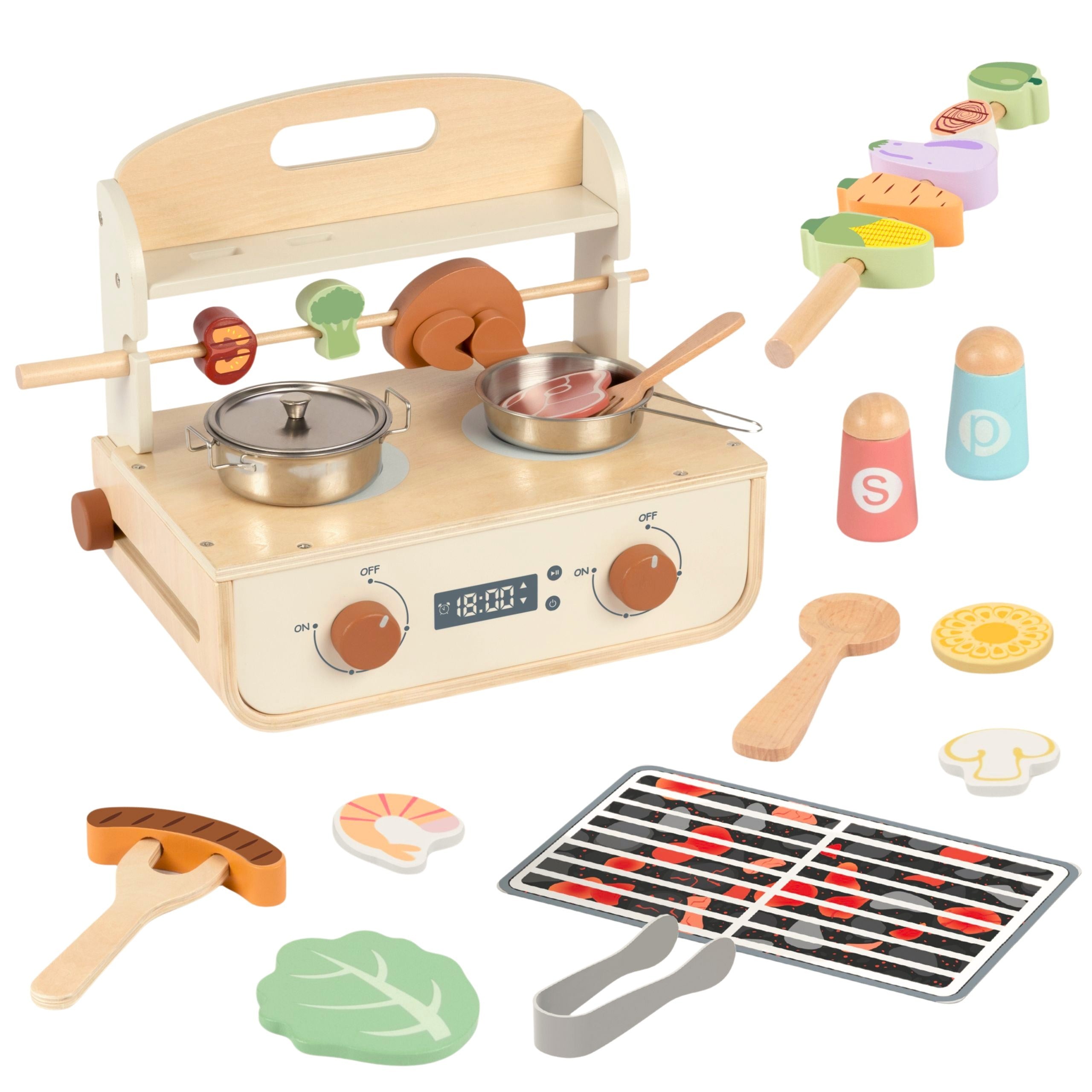 Tooky Toy Wooden Kitchen With Grill And Accessories