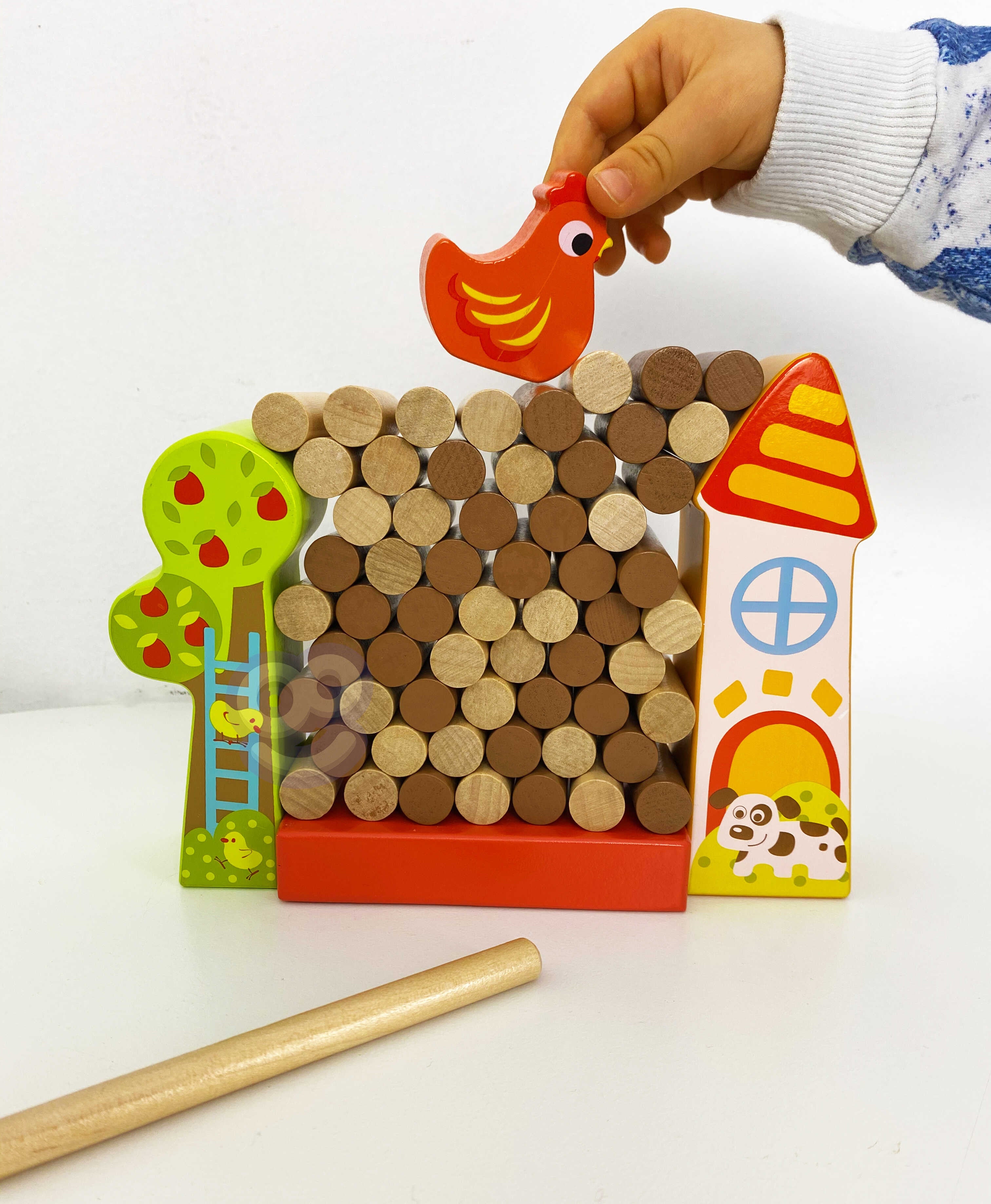 Tooky Toy Arcade Spil Falling Hen Wooden Farm