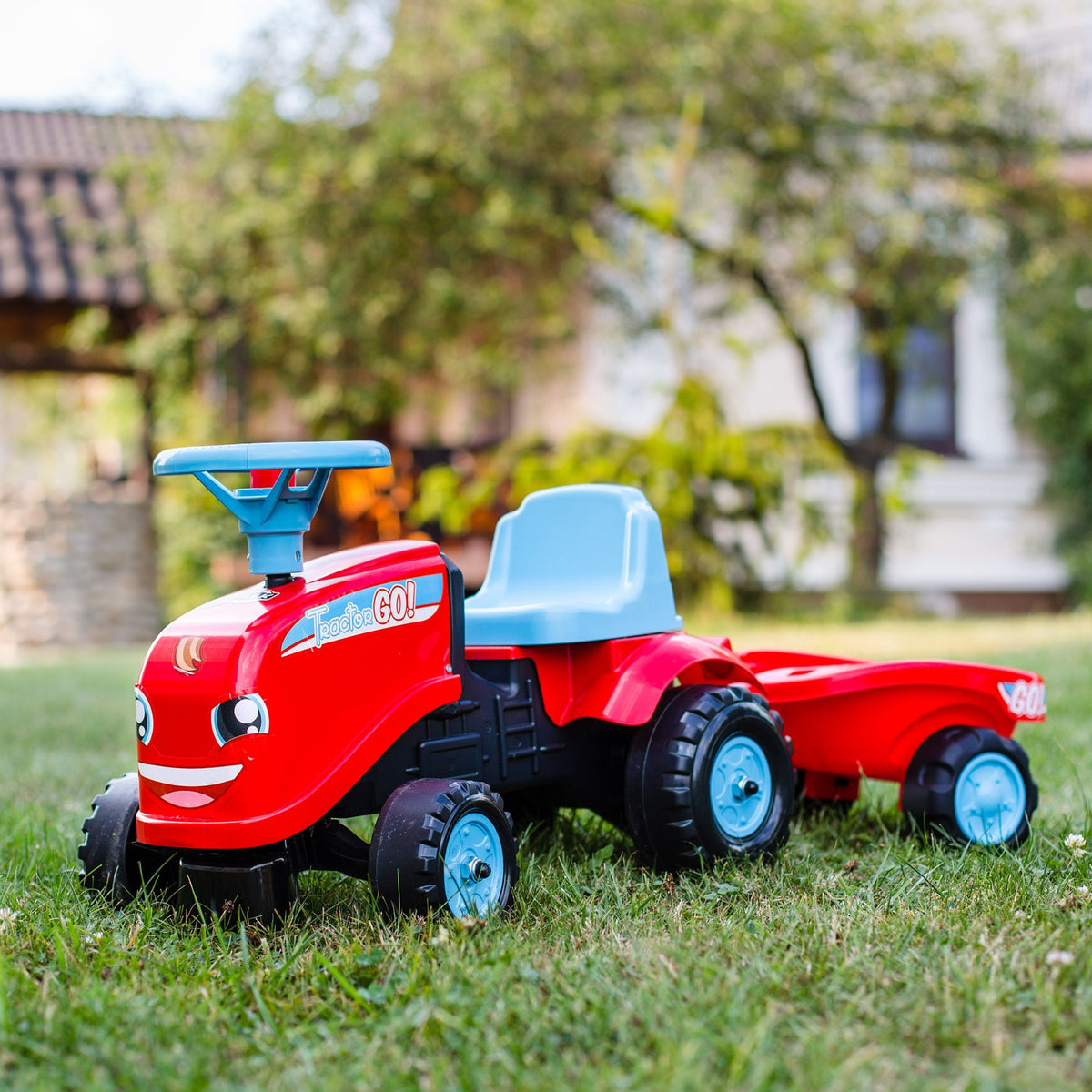 Tractor para montar Falk ¡Go! Con Remolque Rojo 1-3 Años