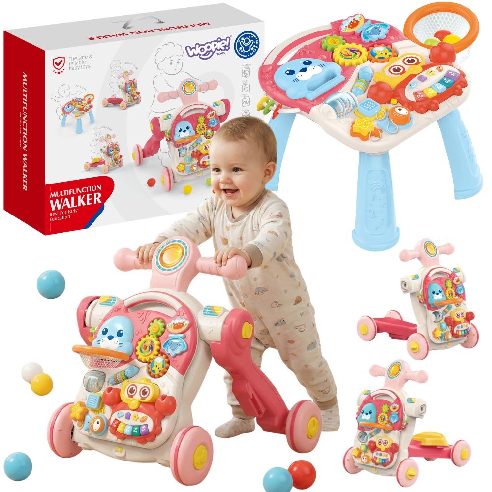 Woopie Baby Pusher Walker Mesa Educacional Scooter Ride-on 4 em 1