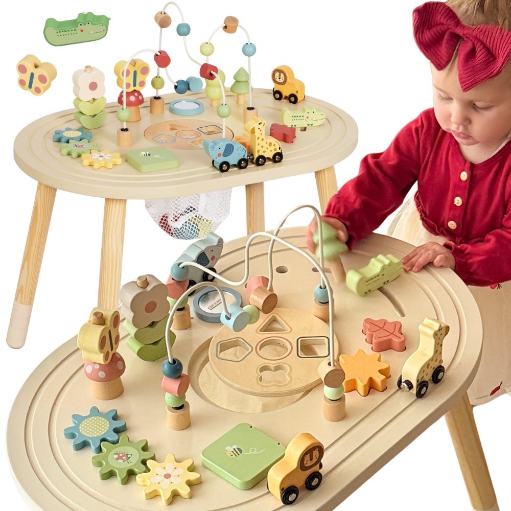Tooky Toy fából készült szafari tevékenységasztal