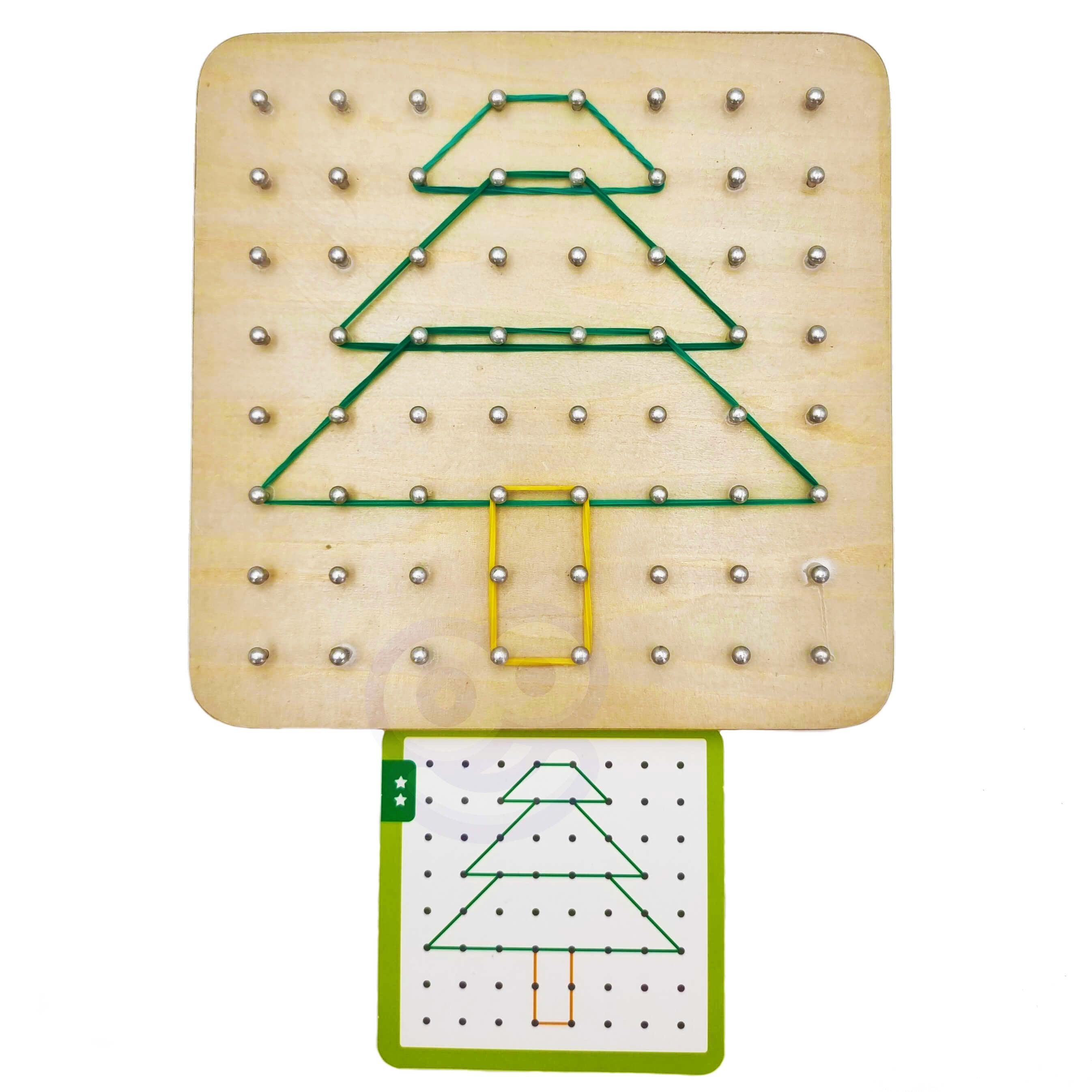Woopie Green Geoplan With Rubber Bands Wooden Puzzle 69 Pieces Fsc Certified