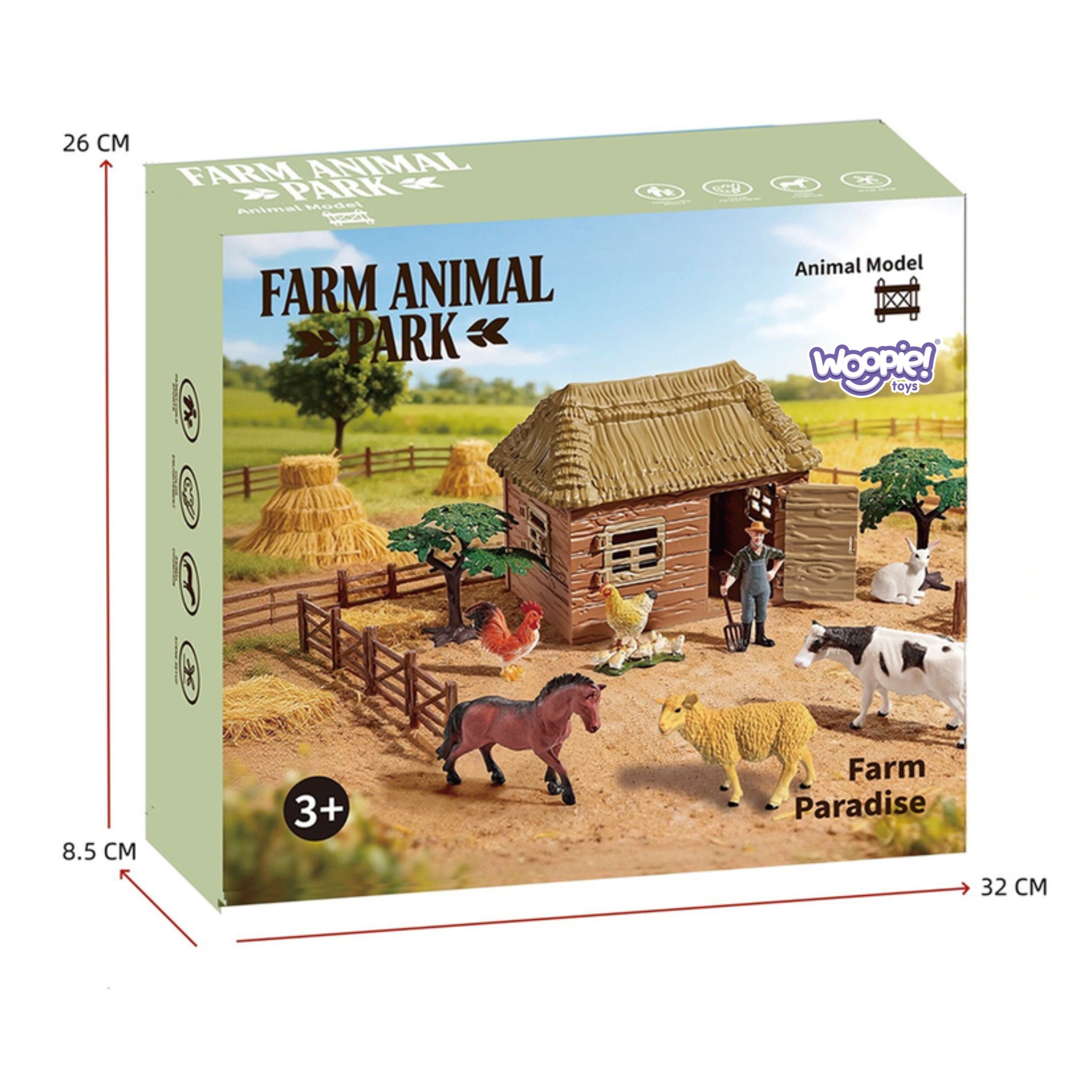 Woopie Large Farm With Animals 63 Pcs. Farmers' Farm Figures Stable For Children
