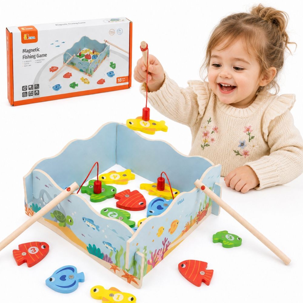 Gioco di pesca magnetico in legno Viga: apprendimento e divertimento in uno