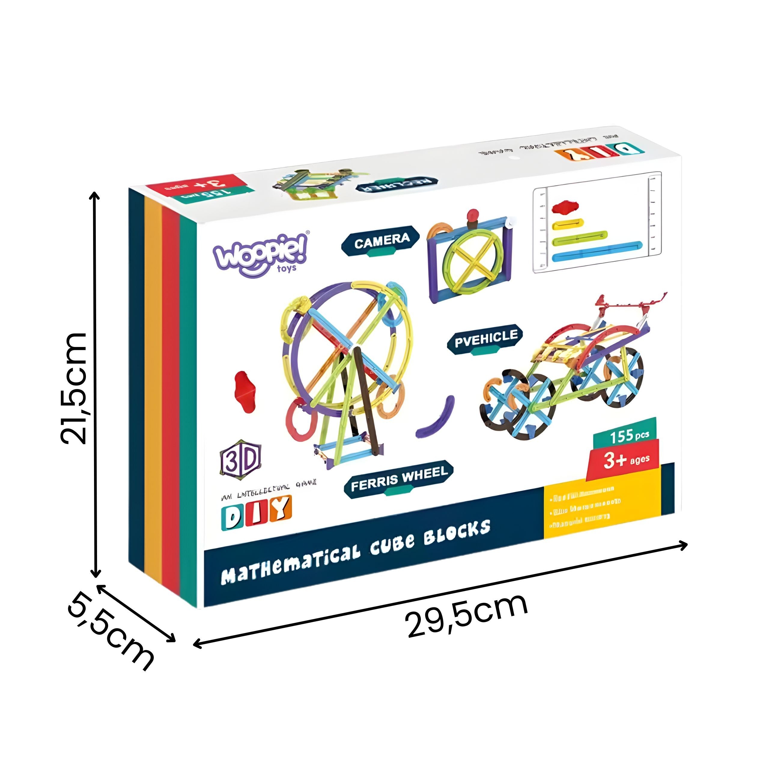 Woopie 3d Mathematical Building Blocks Large Educational Set 155 Pieces