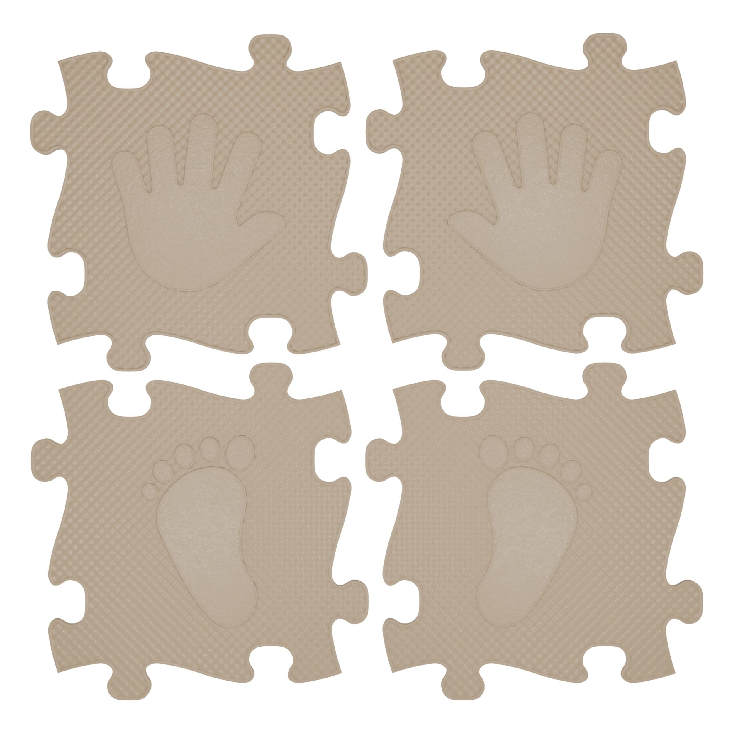 Woopie Sensory Mat Orthopedic Puzzle Hands And Feet 16 Pieces - Beige