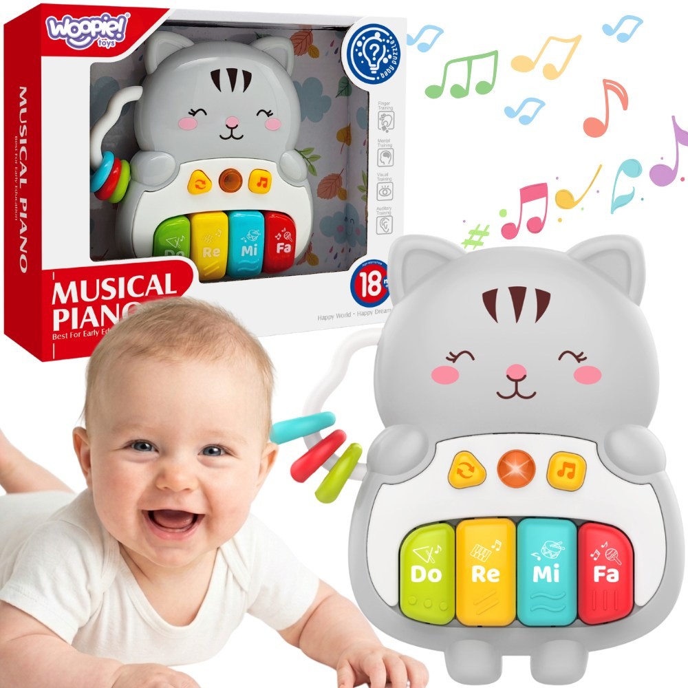 Woopie Interactive Piano Kitty Musical Organ Sounds Light 18m+