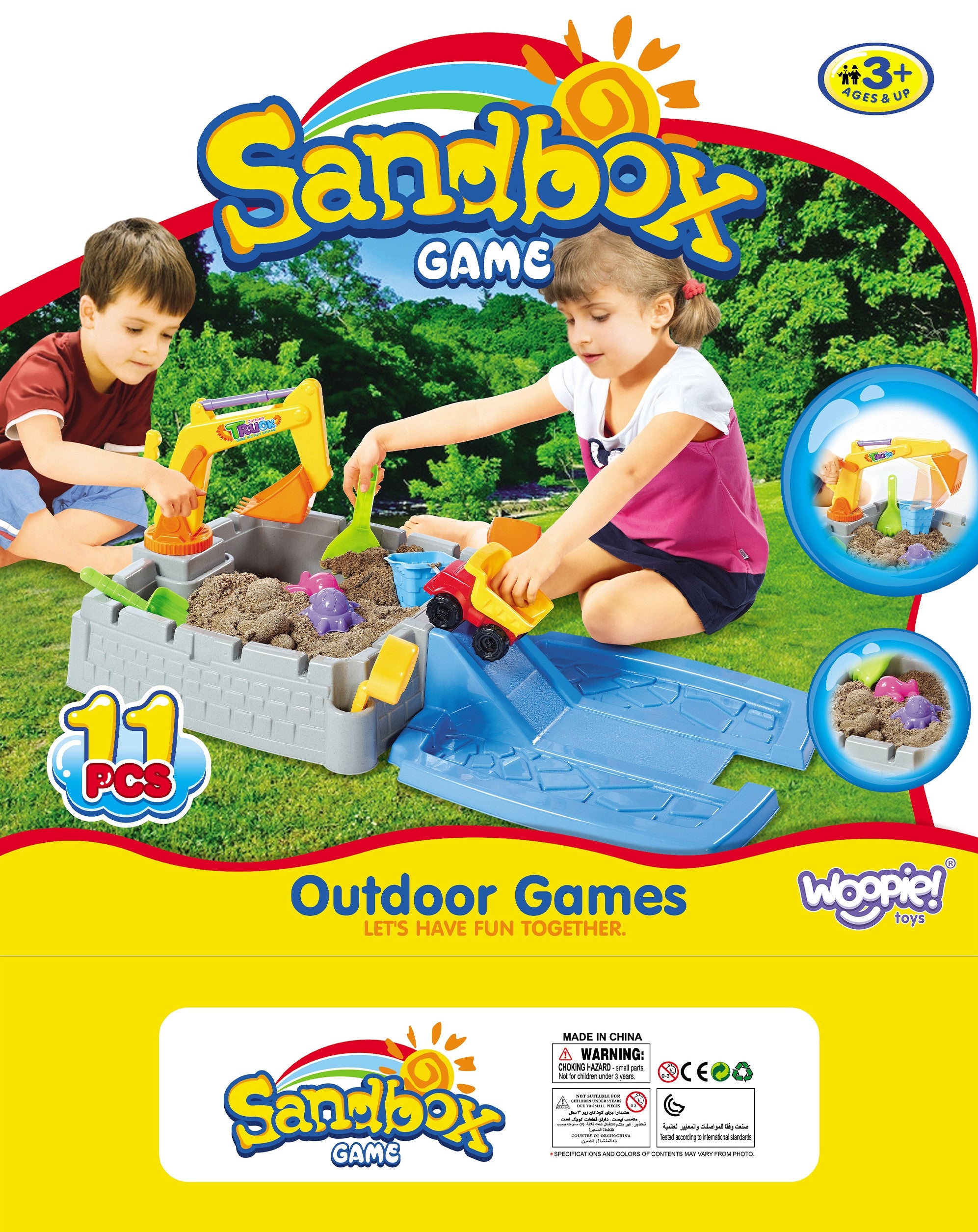 Woopie Portable Sandbox Castle Lockable + 9 Acc.