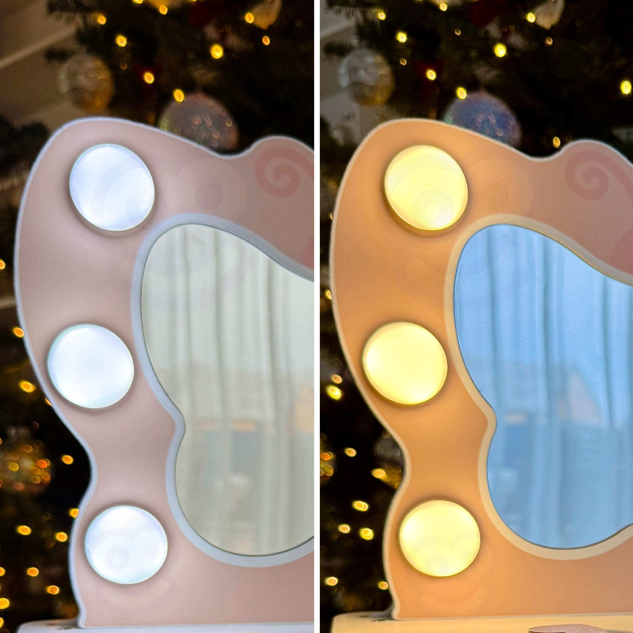 Tooky Toy Wooden Butterfly Dressing Table Accessories Mirror With Led Lighting + Cosmetics