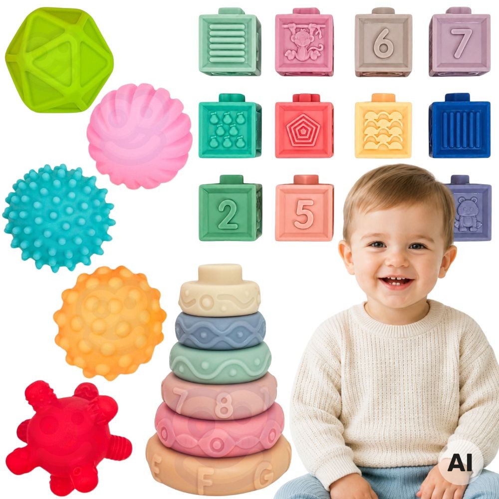 Woopie Baby Soft Sensory Blocks Teethers 23 Pcs.