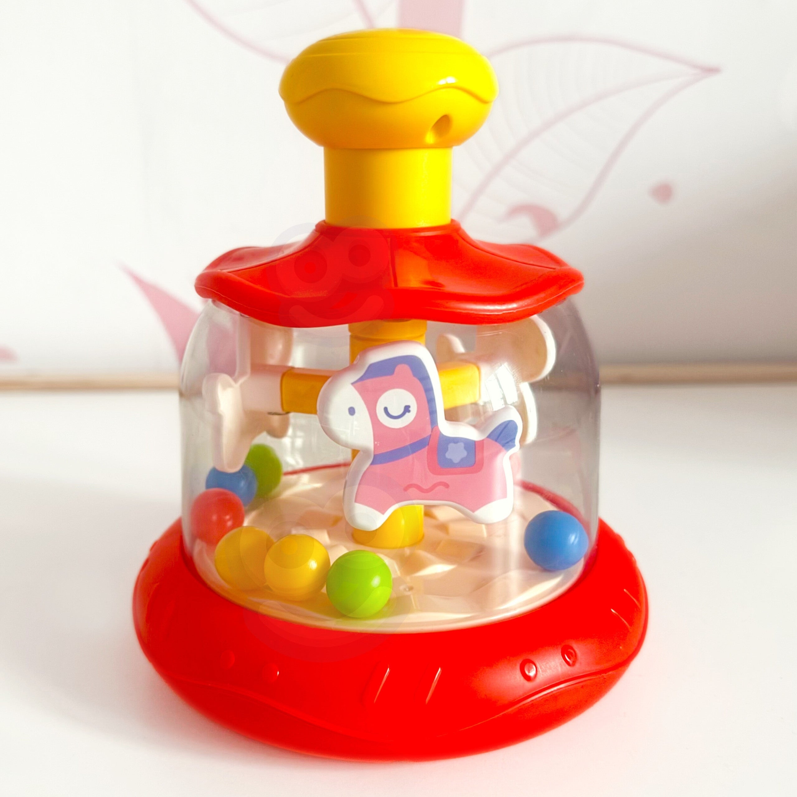 Woopie Baby Colorful Horses Red Spinning Top Carousel
